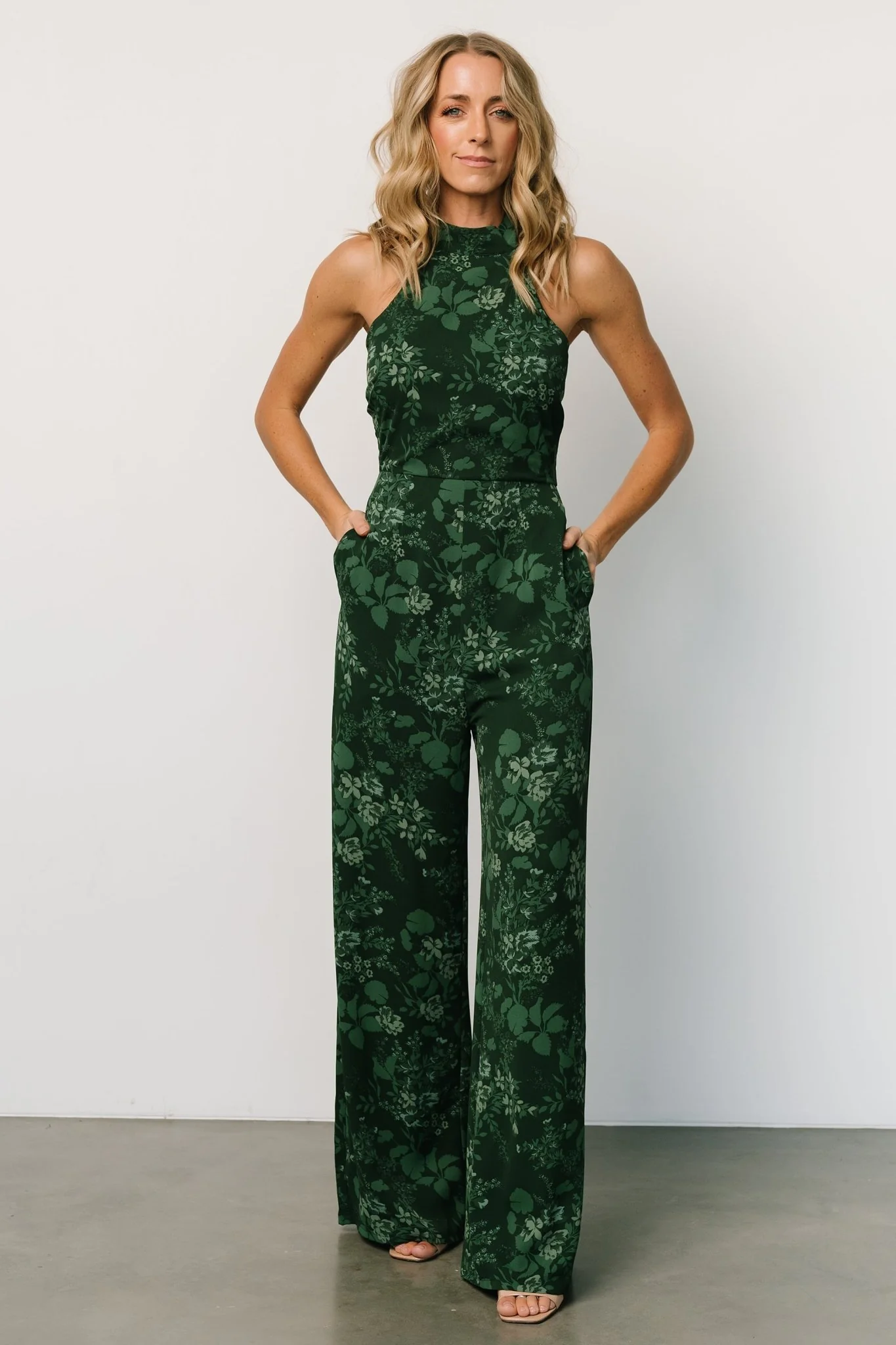 Freya Halter Jumpsuit | Emerald Floral - Jamouz