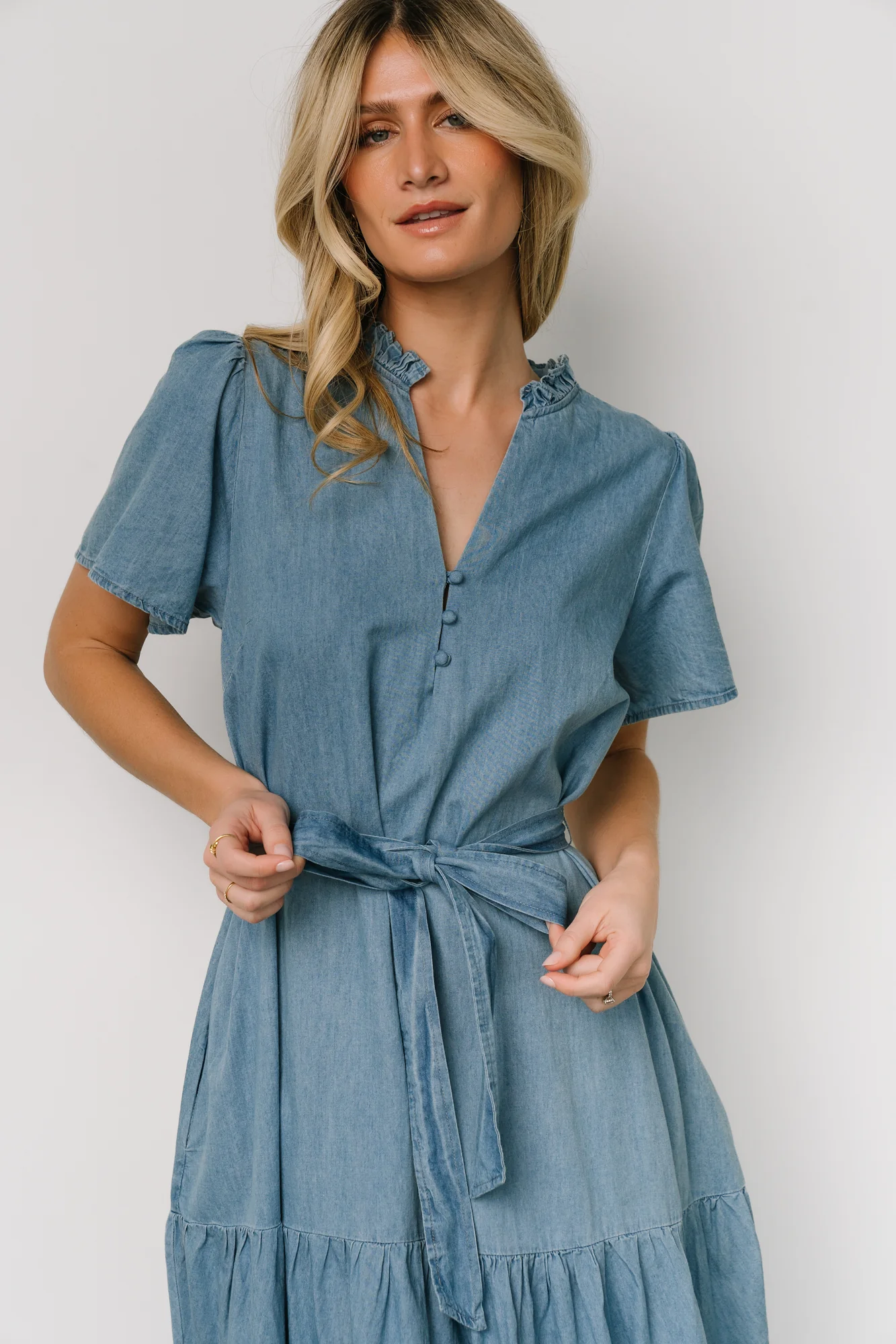 Lisa Midi Dress | Chambray - Jamouz