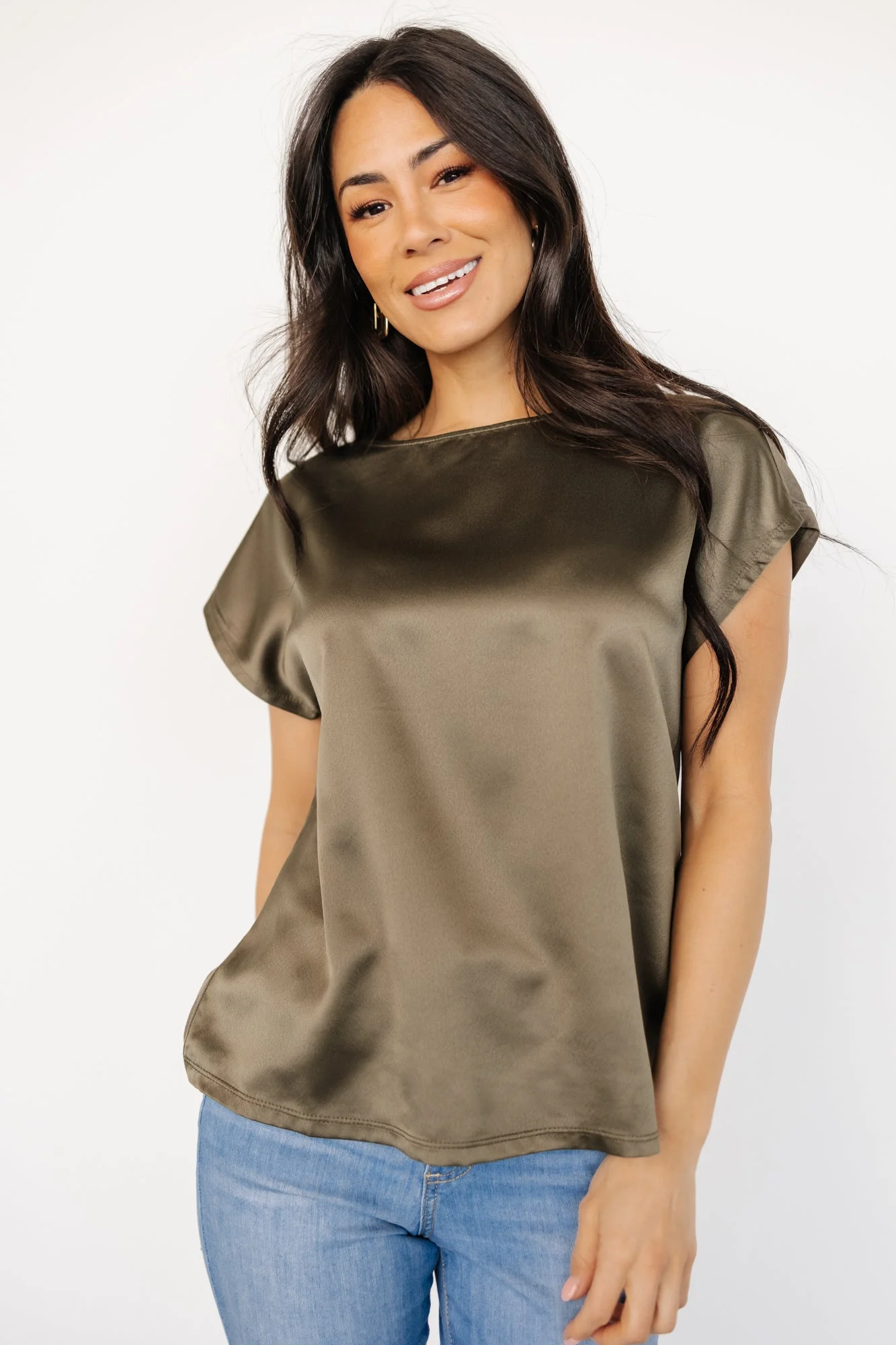 Leonie Satin Top | Olive - Jamouz