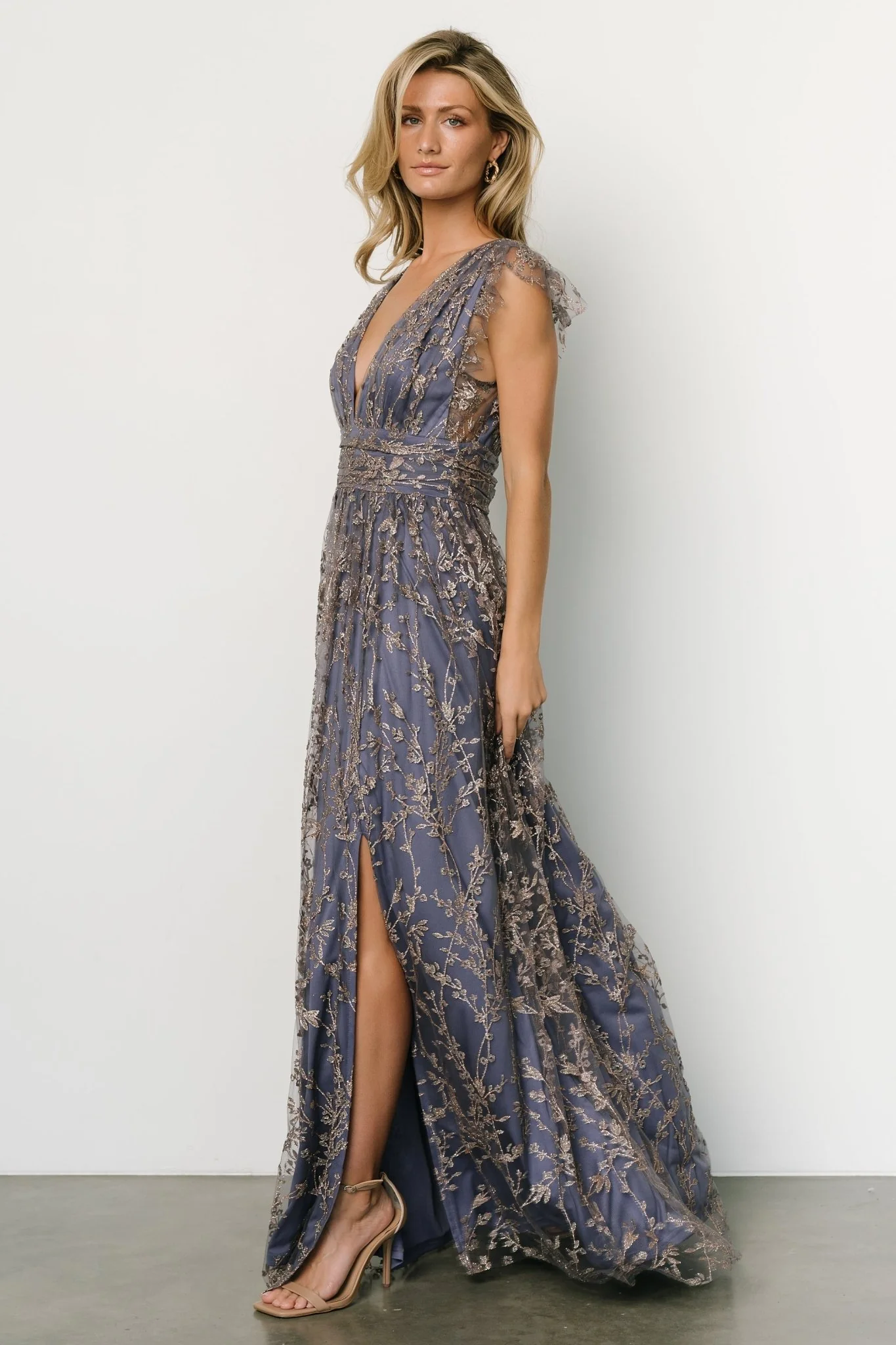 Arlene Shimmer Gown | Blue + Gold - Jamouz