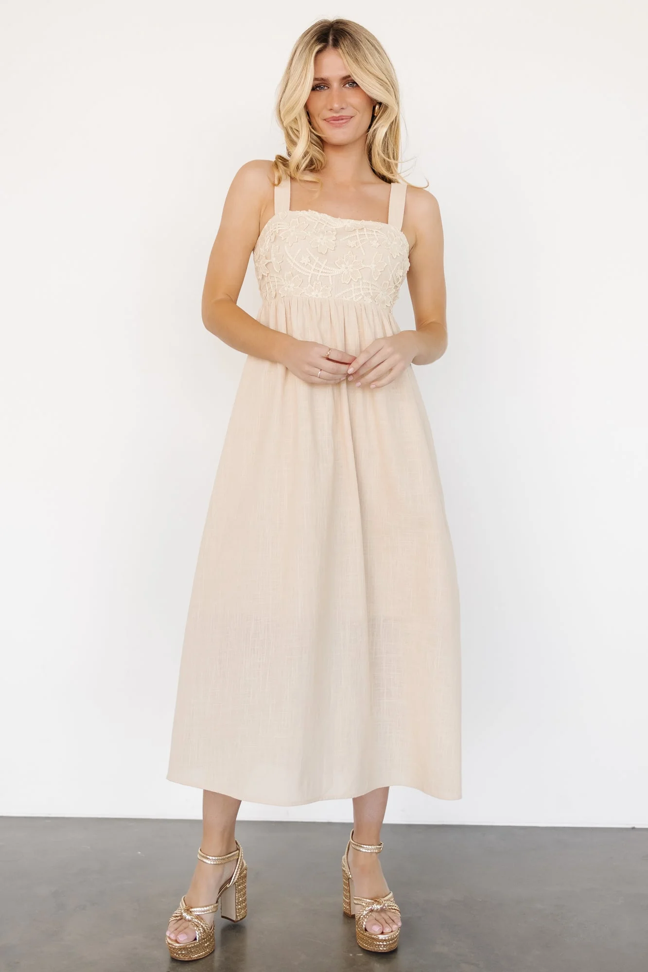 Mia Tie Back Dress | Natural - Jamouz