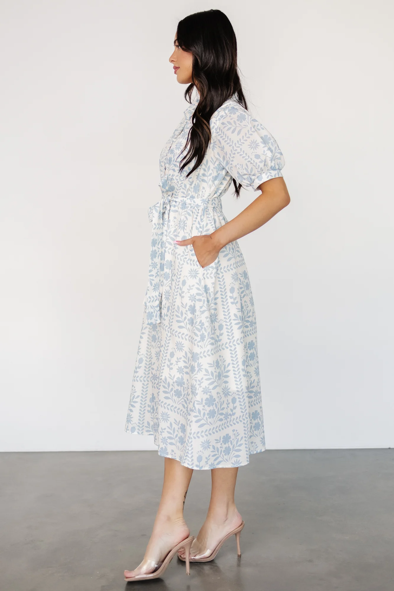 Jamila Midi Dress | Light Blue Floral - Jamouz