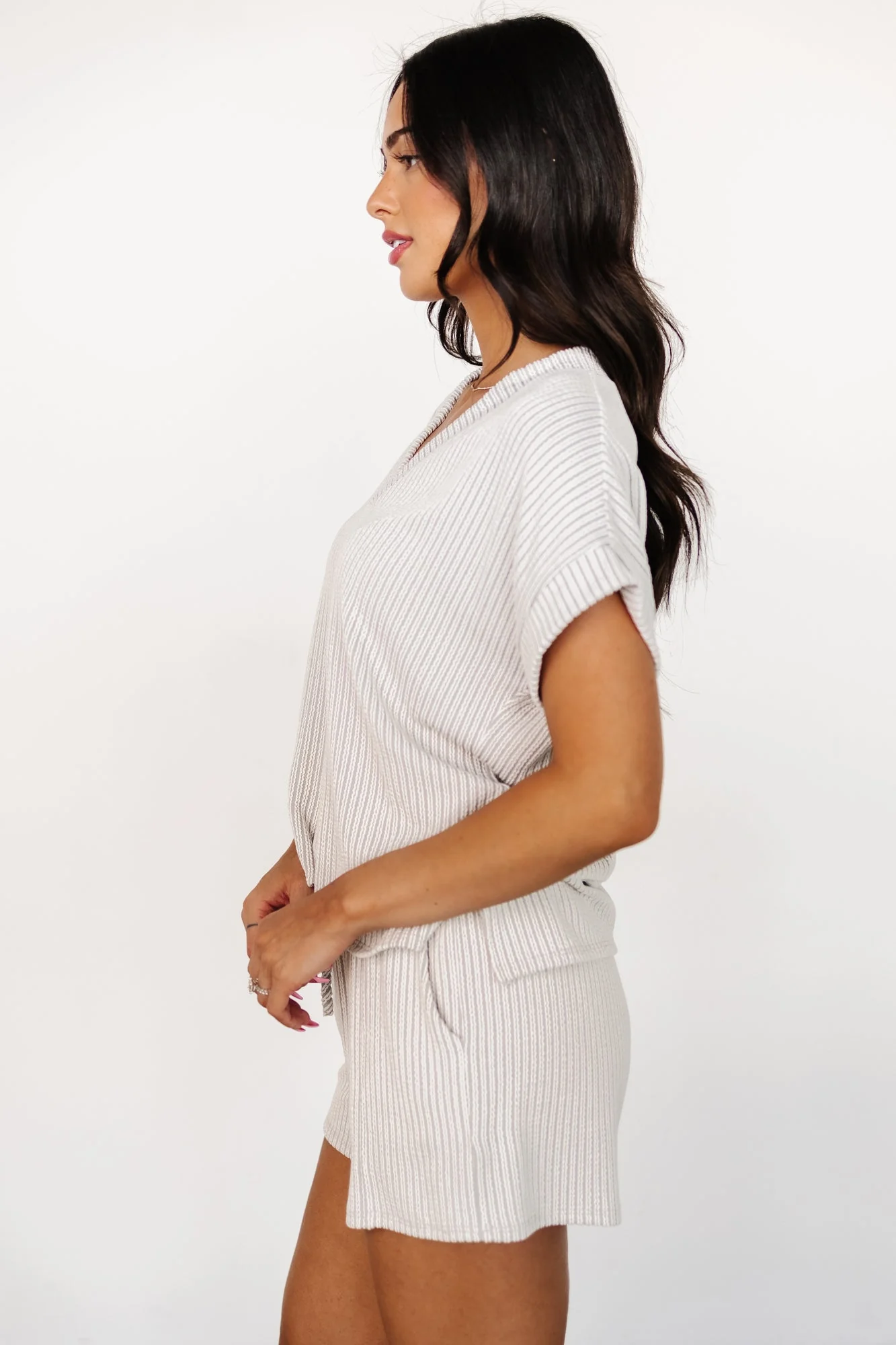 Hayes Top + Shorts Set | Gray Stripe - Jamouz
