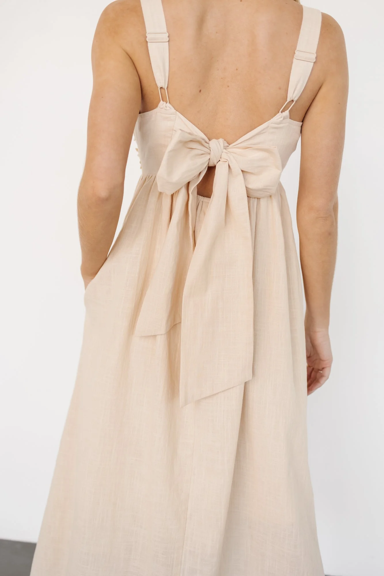Mia Tie Back Dress | Natural - Jamouz