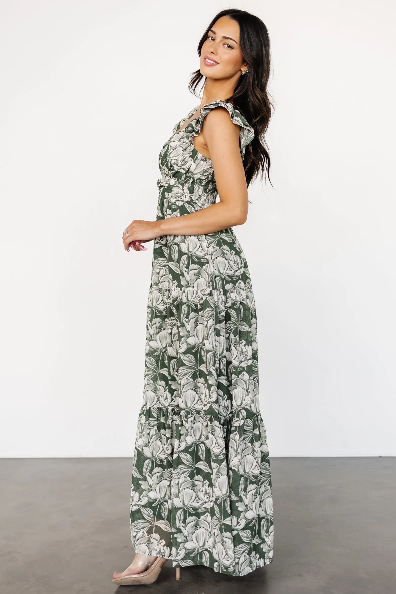 Martina Maxi Dress | Green + White - Jamouz