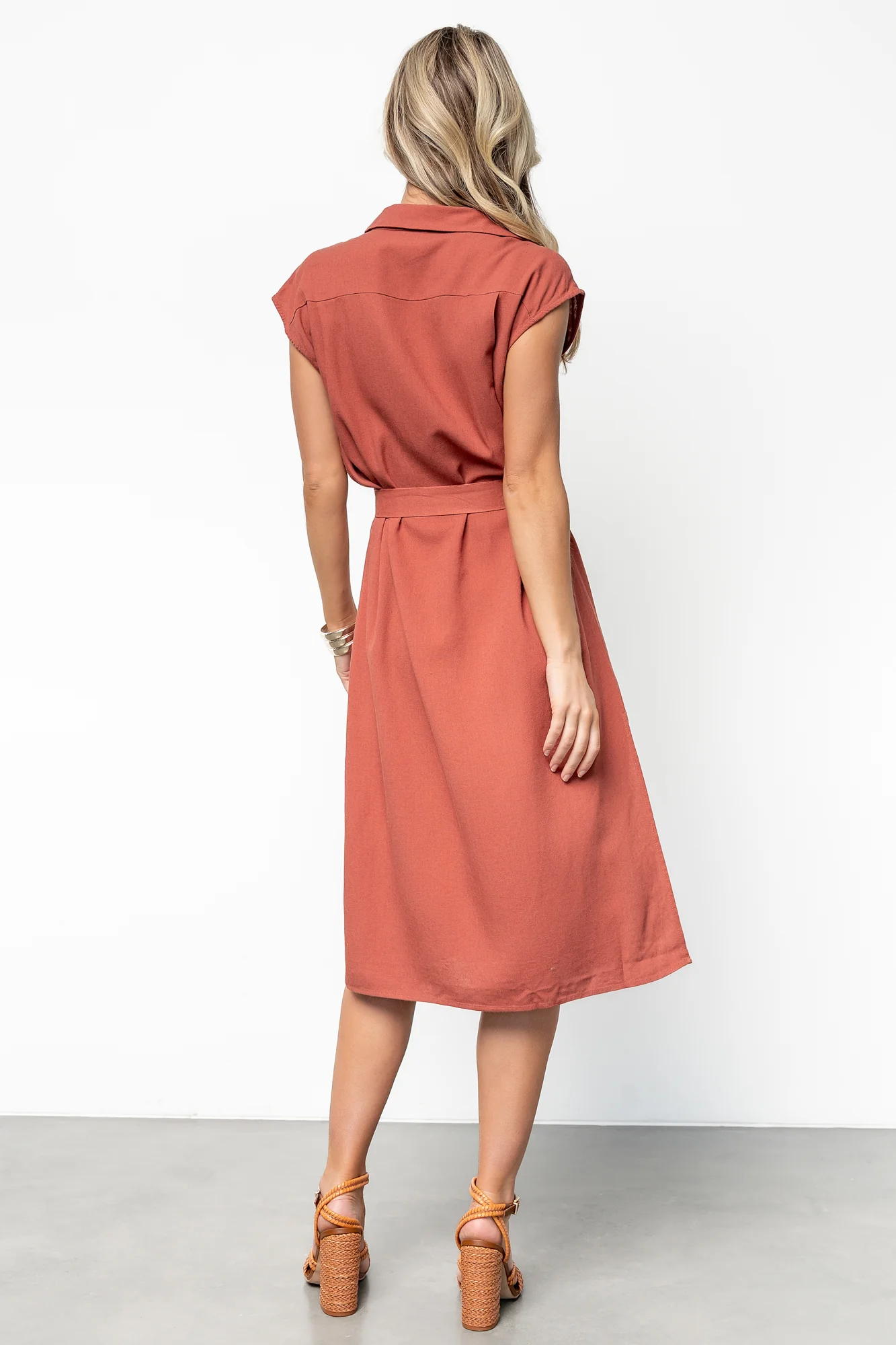 Toledo Button Up Midi Dress | Brick - Jamouz