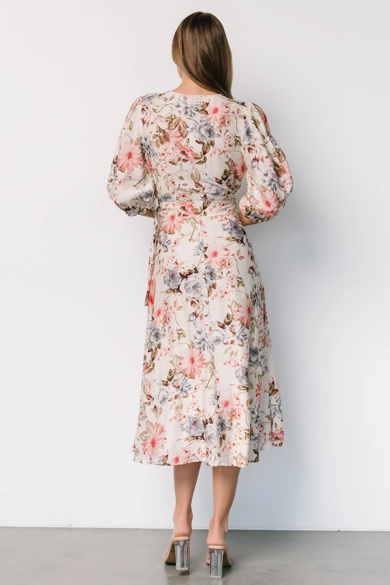 Fiorina Wrap Midi Dress | Ivory Multi Floral - Jamouz