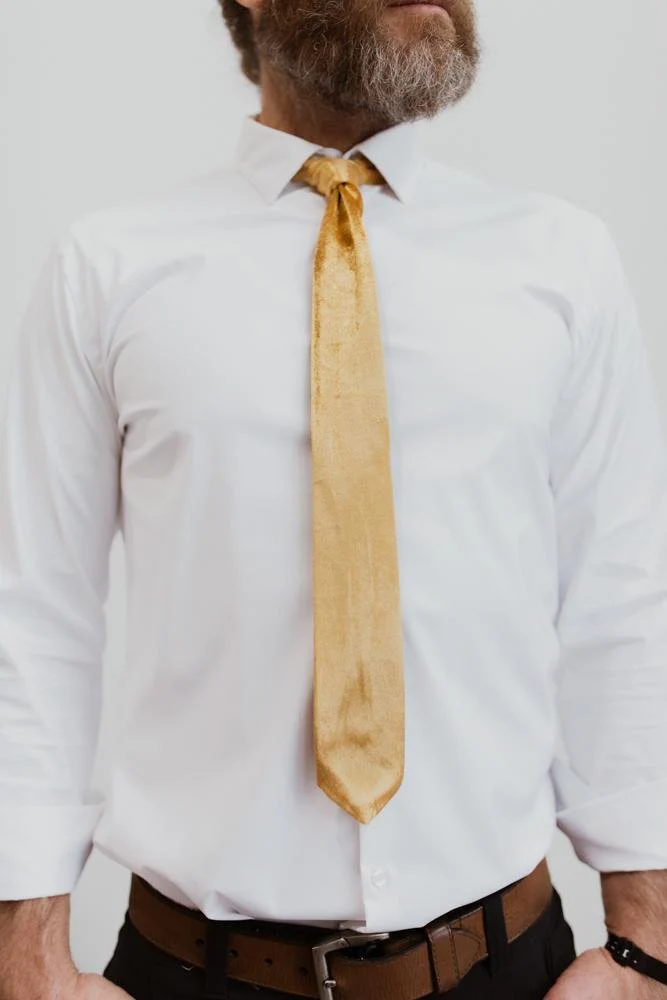 Classic Velvet Tie | Gold - Jamouz