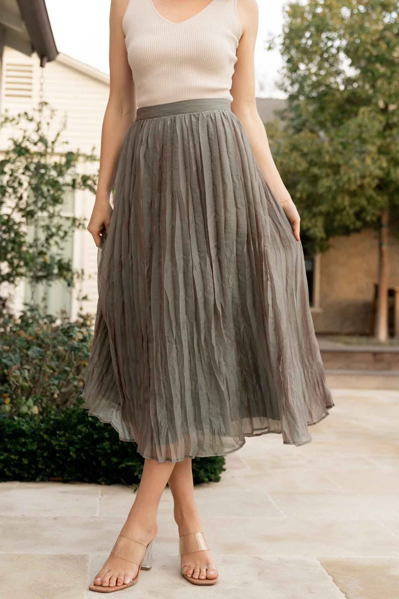 Cyra Midi Skirt | Sage - Jamouz