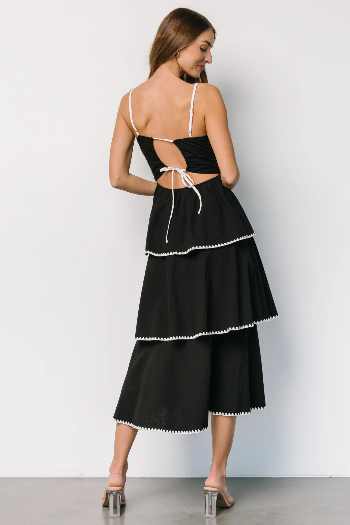 Odette Tiered Dress | Black + White - Jamouz