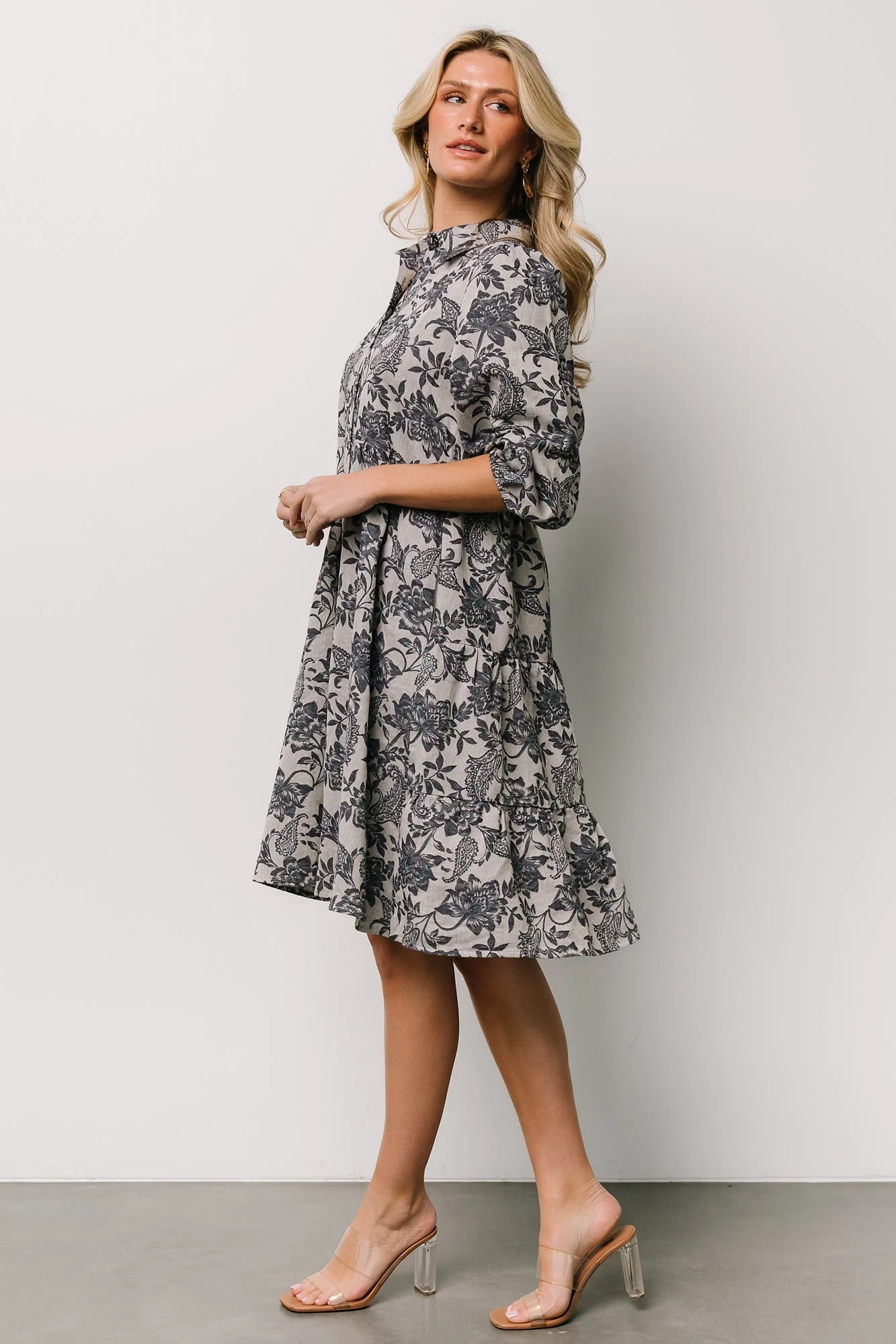 Dakota Babydoll Dress | Navy Print - Jamouz