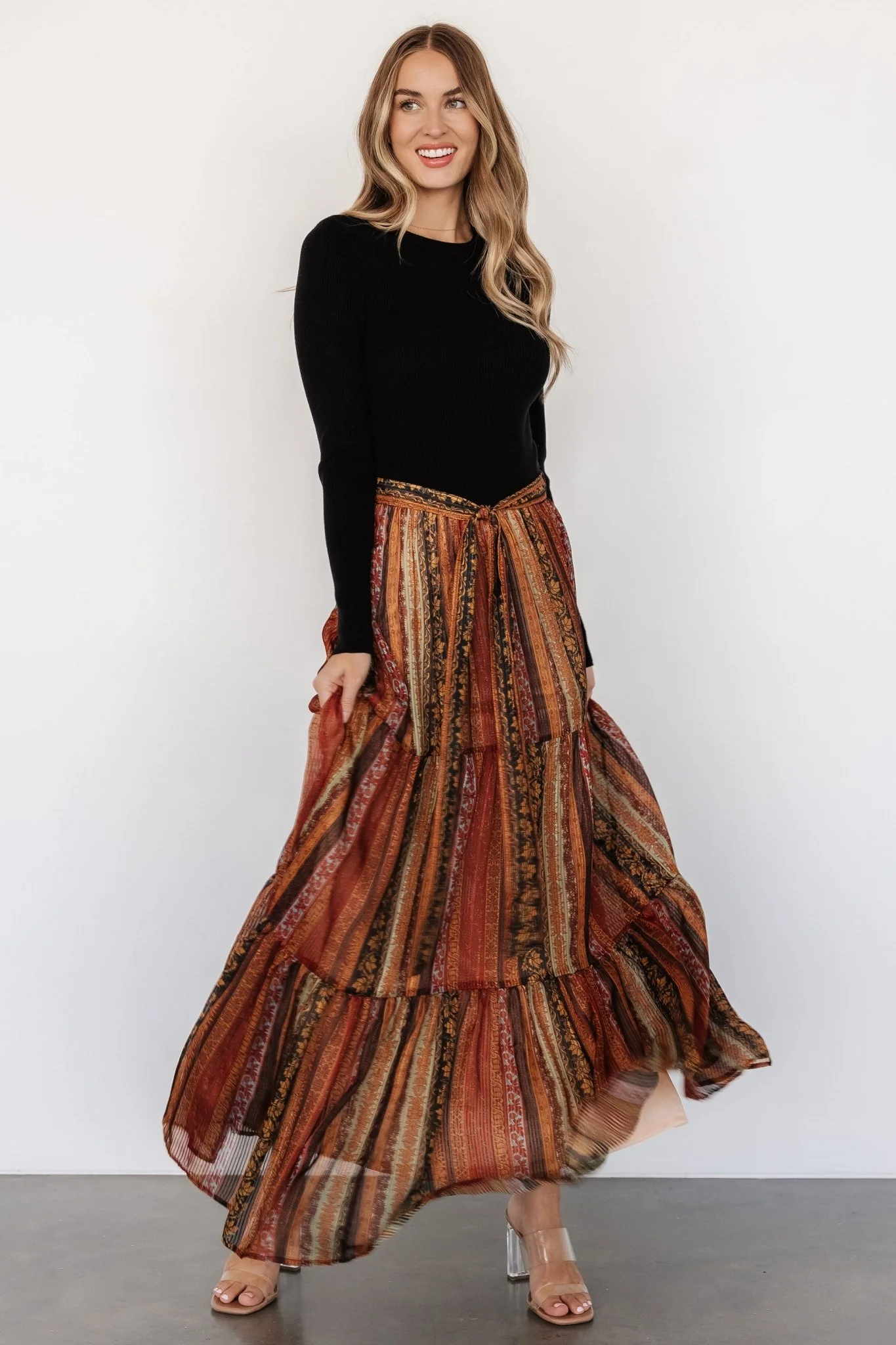 Emryn Sweater Dress | Black + Multi Print - Jamouz