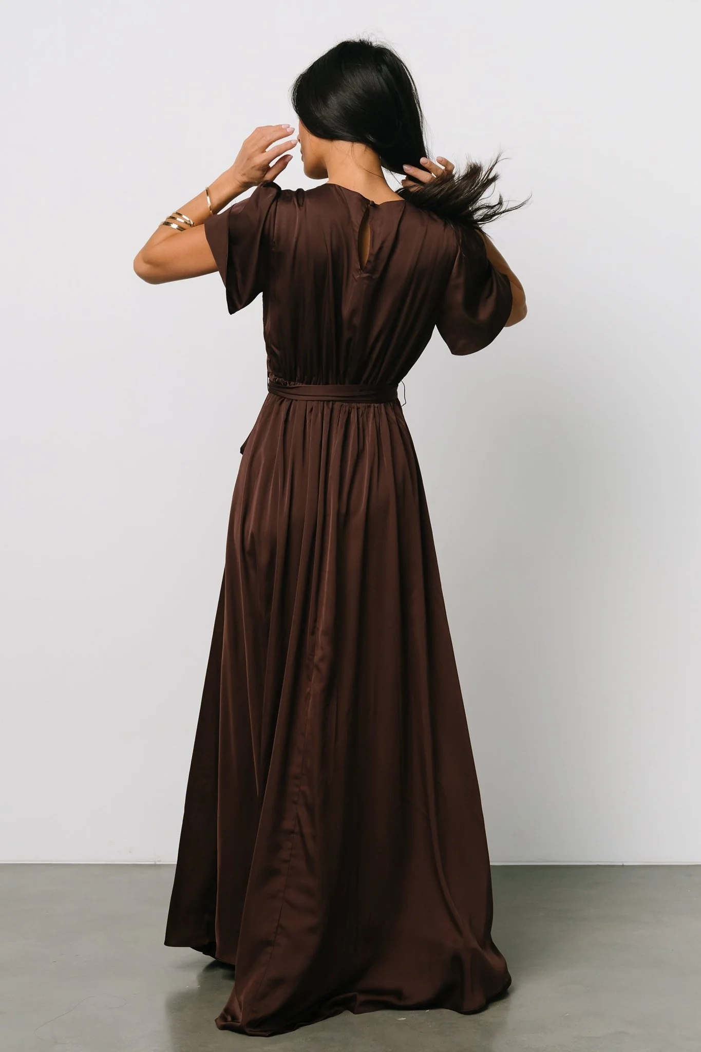 Agnes Satin Maxi Dress | Espresso - Jamouz