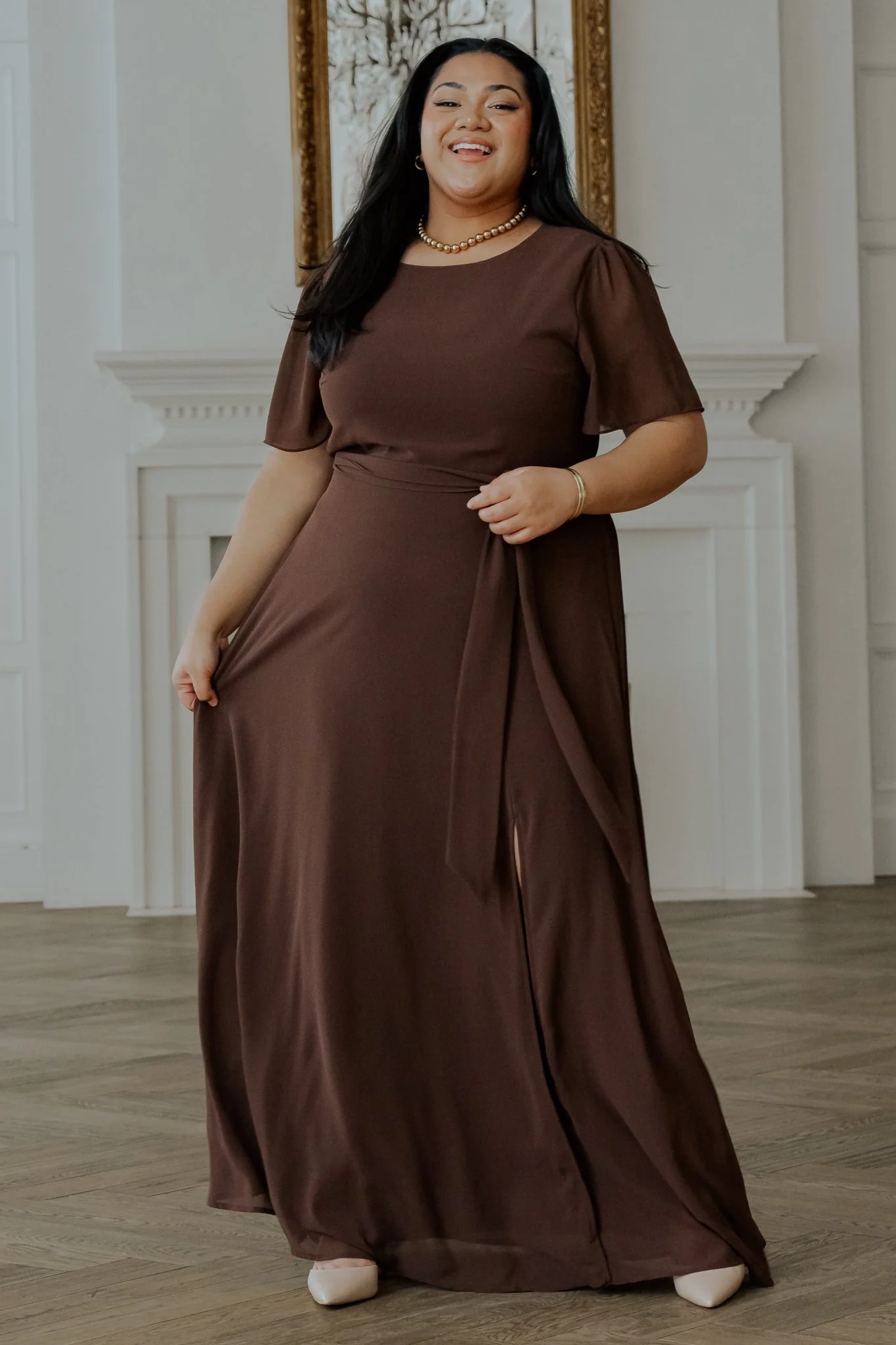 Naomi Short Sleeve Maxi Dress | Espresso - Jamouz