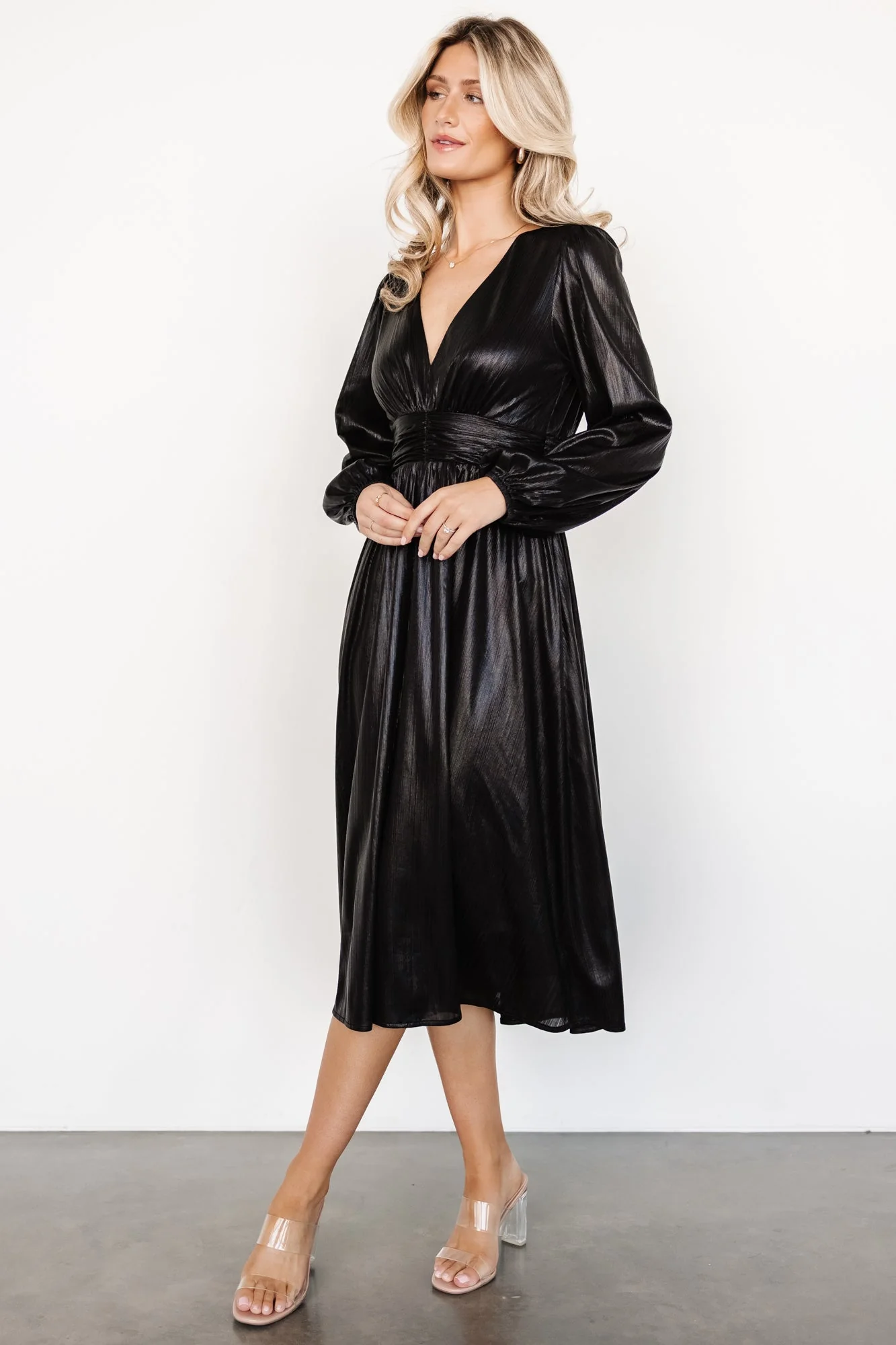 Aisha Shimmer Dress | Black - Jamouz