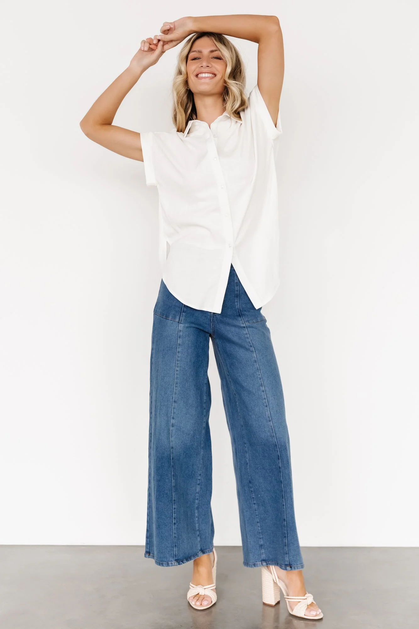 Clarke Button Up Top | Off White - Jamouz