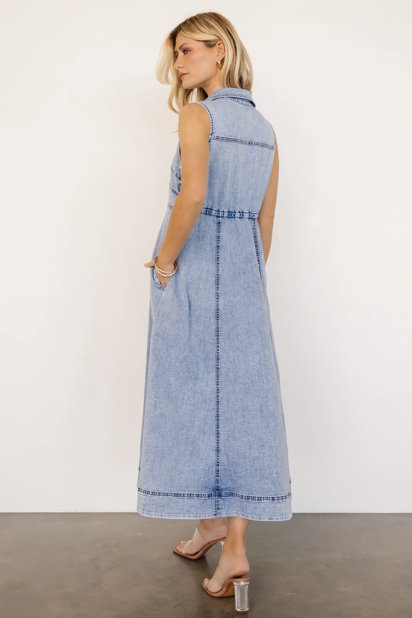 Georgia Sleeveless Midi Dress | Denim - Jamouz