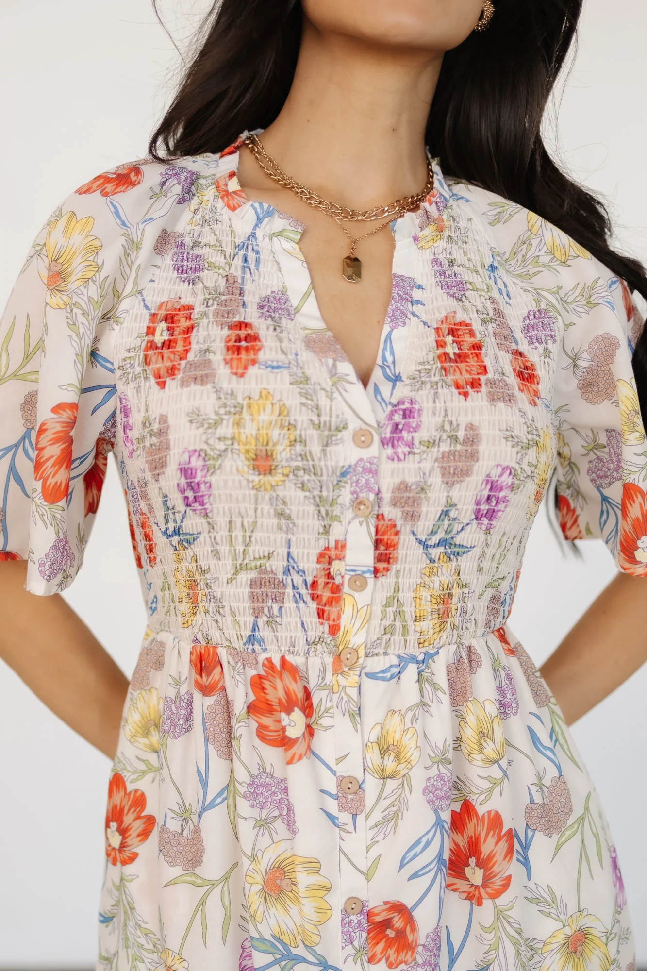 Botega Midi Dress | Ivory Multi Floral - Jamouz