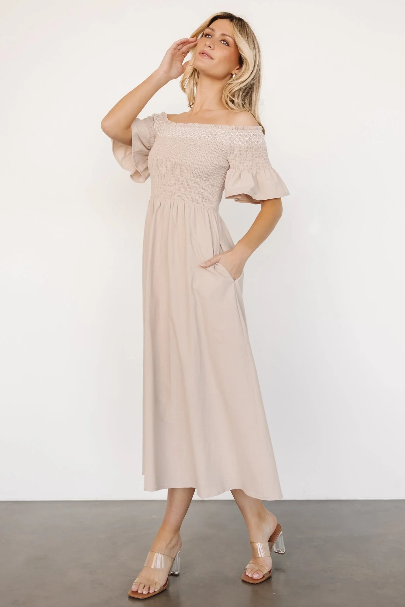 Jodi Off Shoulder Dress | Natural - Jamouz