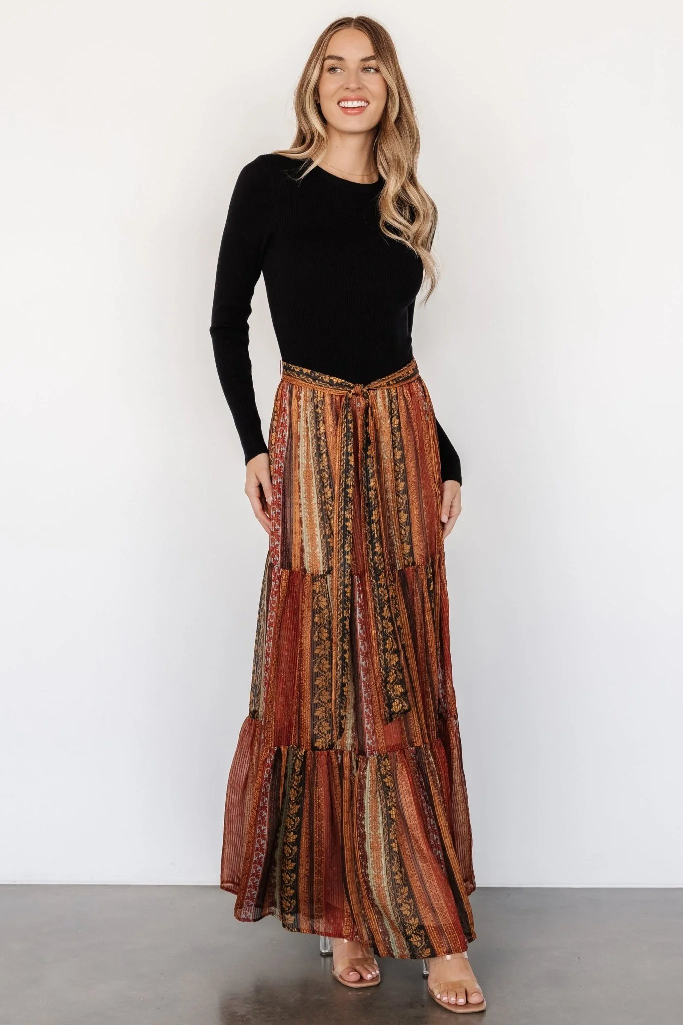 Emryn Sweater Dress | Black + Multi Print - Jamouz