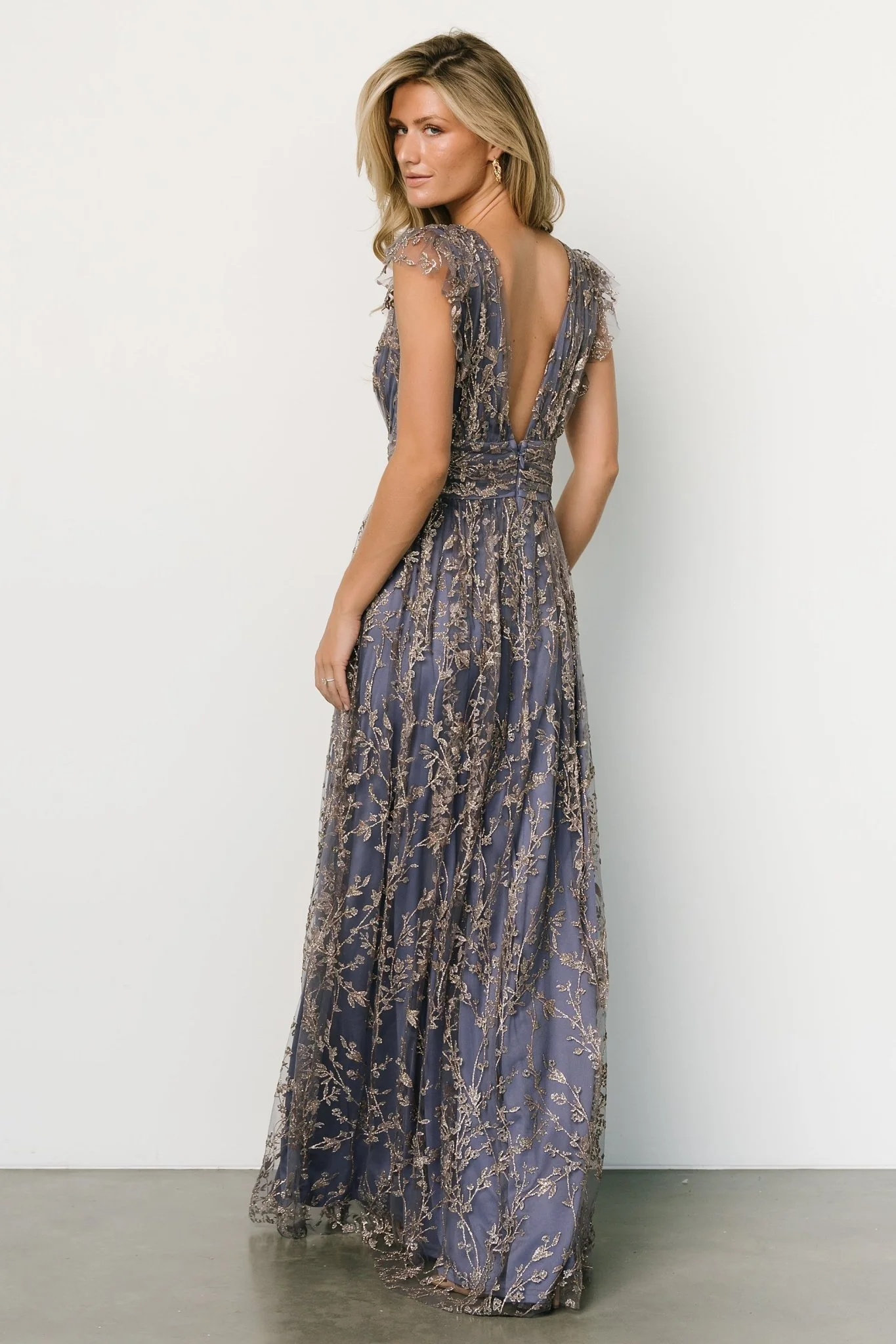Arlene Shimmer Gown | Blue + Gold - Jamouz