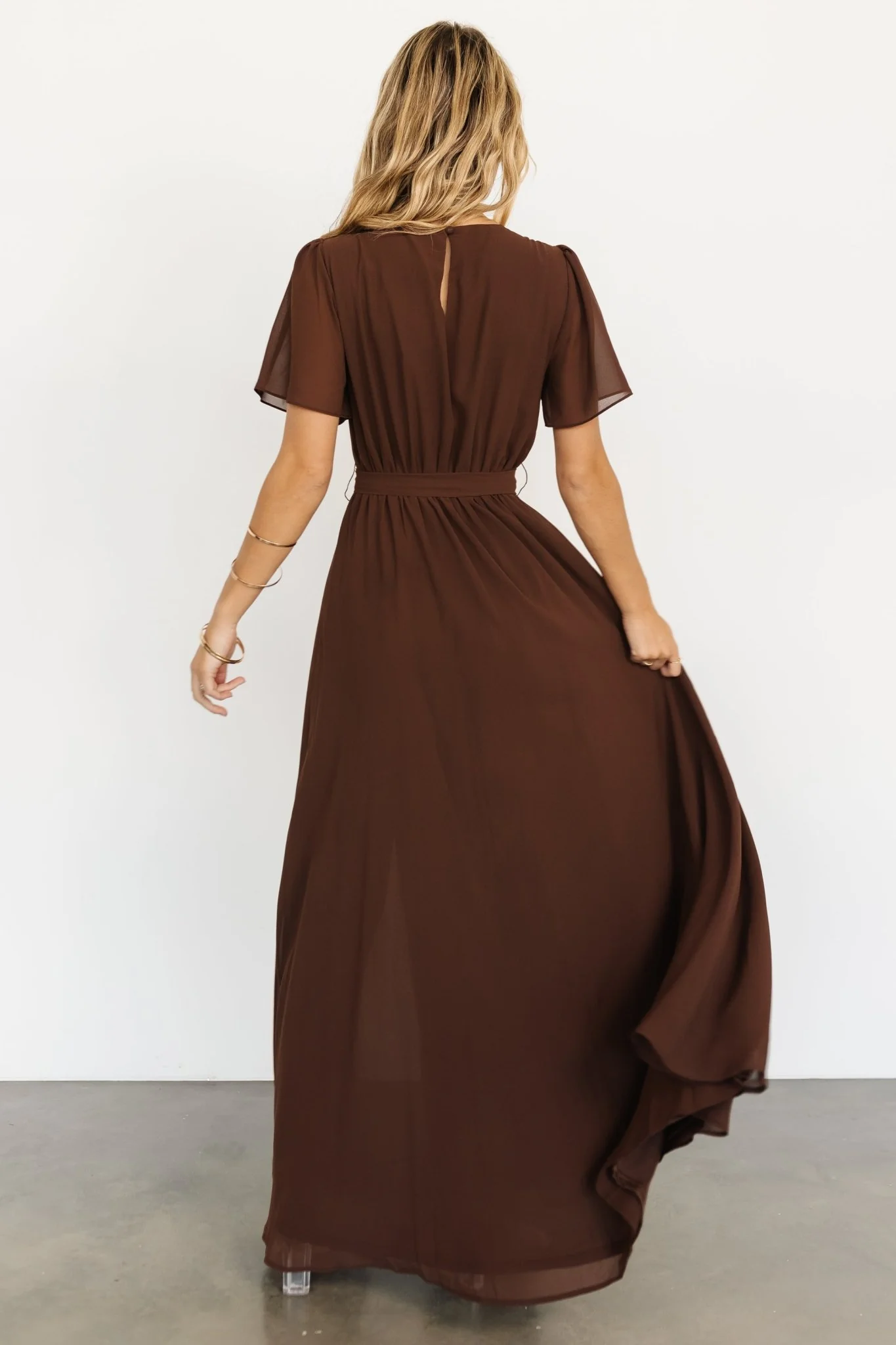 Naomi Short Sleeve Maxi Dress | Espresso - Jamouz