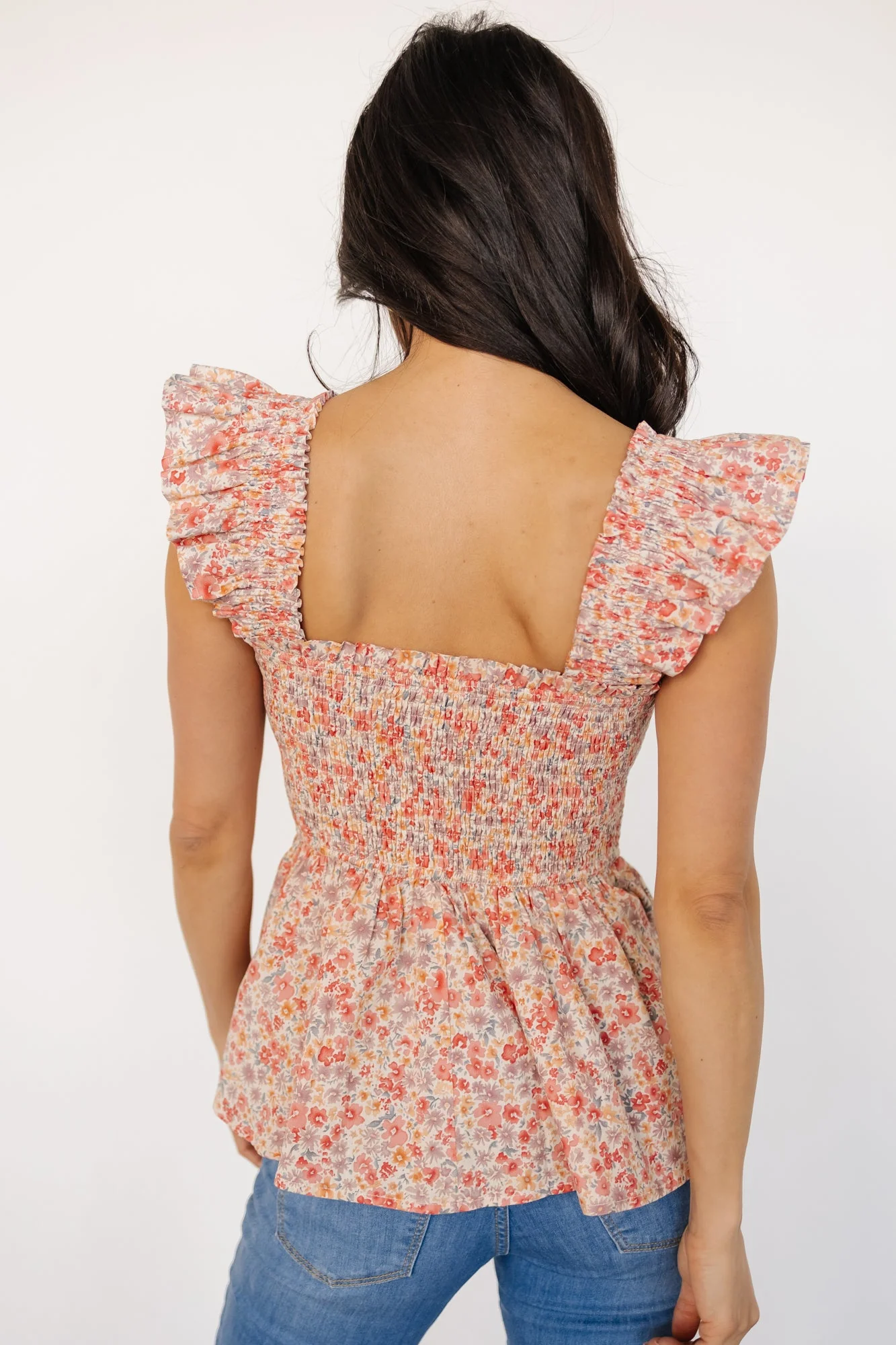 Ida Peplum Top | Pink Multi Floral - Jamouz