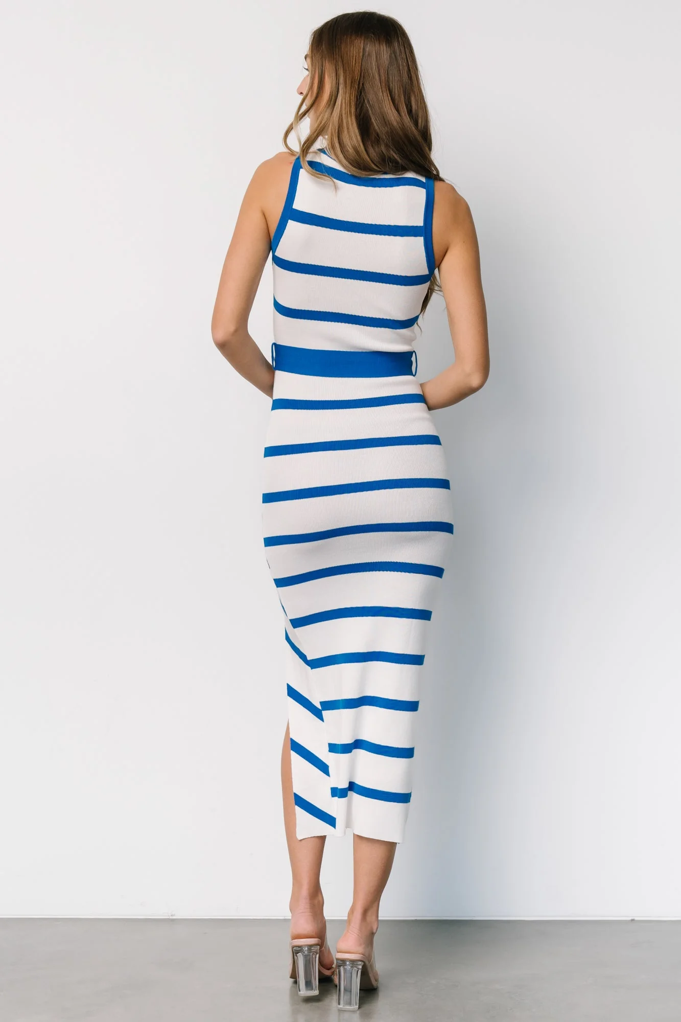 Chelsea Knit Dress | White + Blue - Jamouz