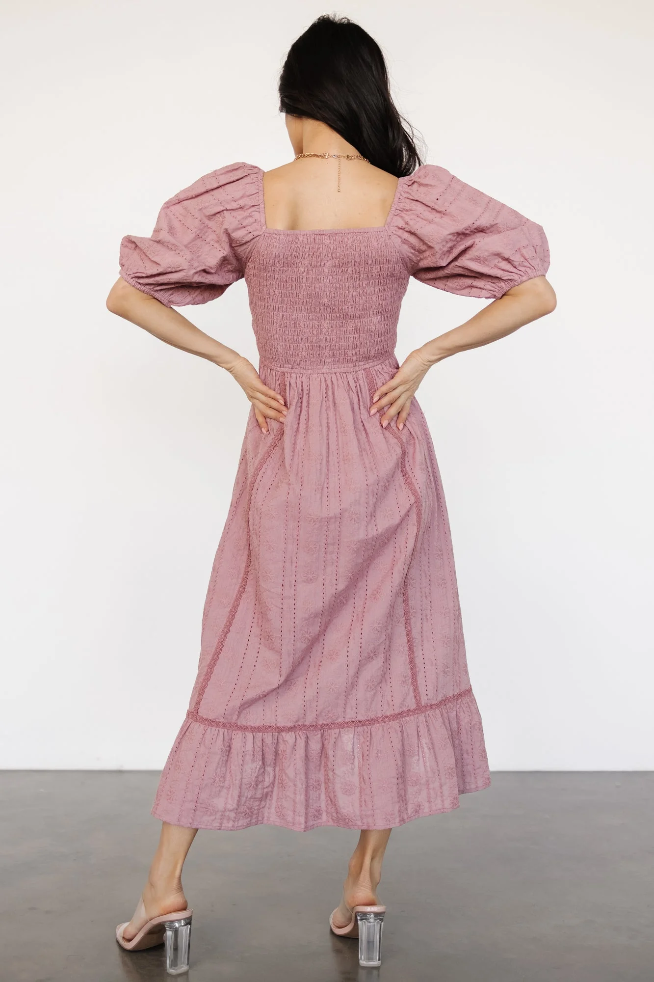 Delaney Eyelet Dress | Dusty Mauve - Jamouz
