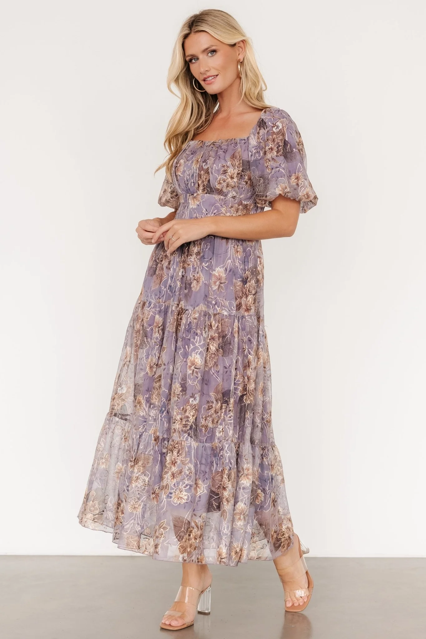 Annabeth Midi Dress | Lavender Floral - Jamouz