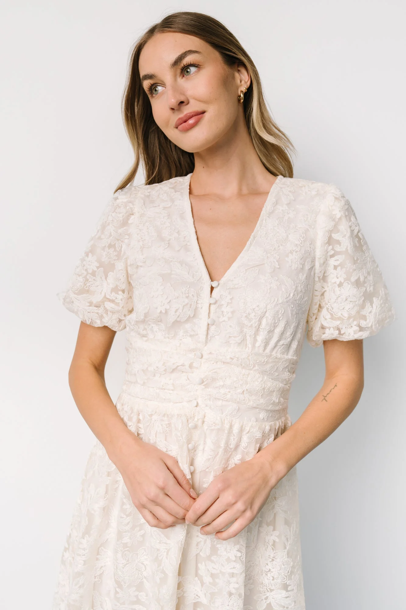 Edwina Lace Dress | Vintage Cream - Jamouz