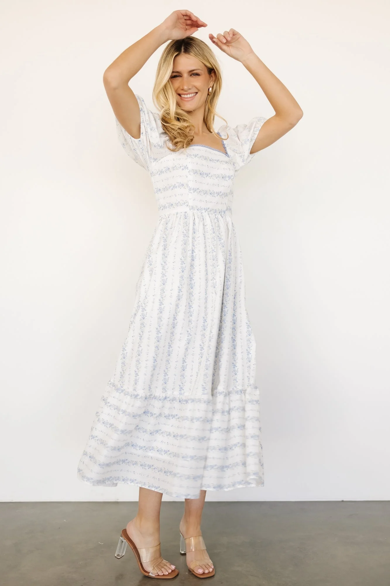 Martine Puff Sleeve Dress | Ivory Multi Floral - Jamouz