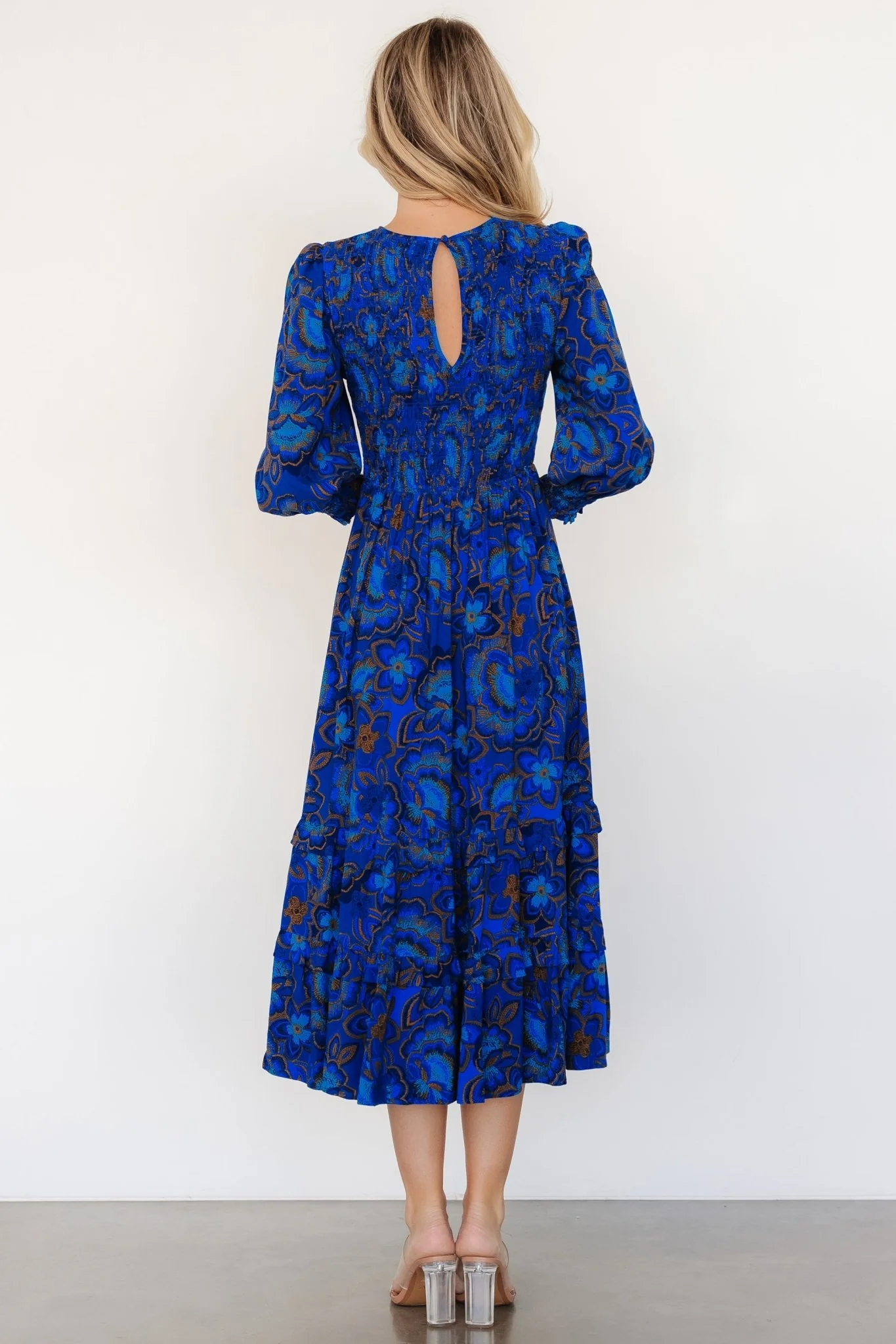 Andersen Smocked Midi Dress | Cobalt Floral - Jamouz