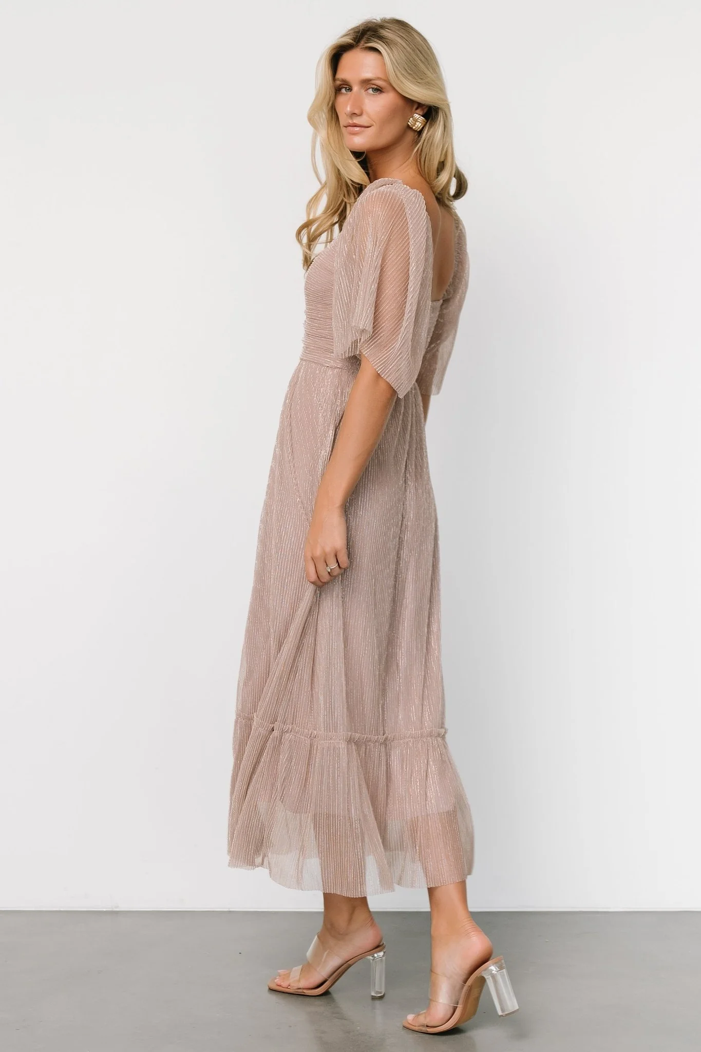 Elea Shimmer Dress | Vintage Rose - Jamouz