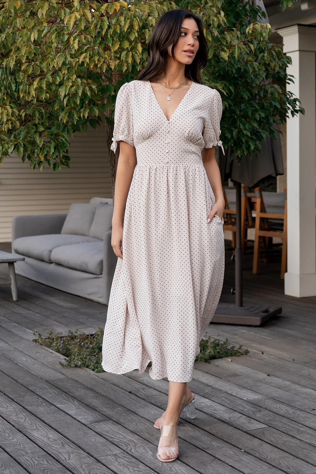 Millar Midi Dress | Natural + Black - Jamouz