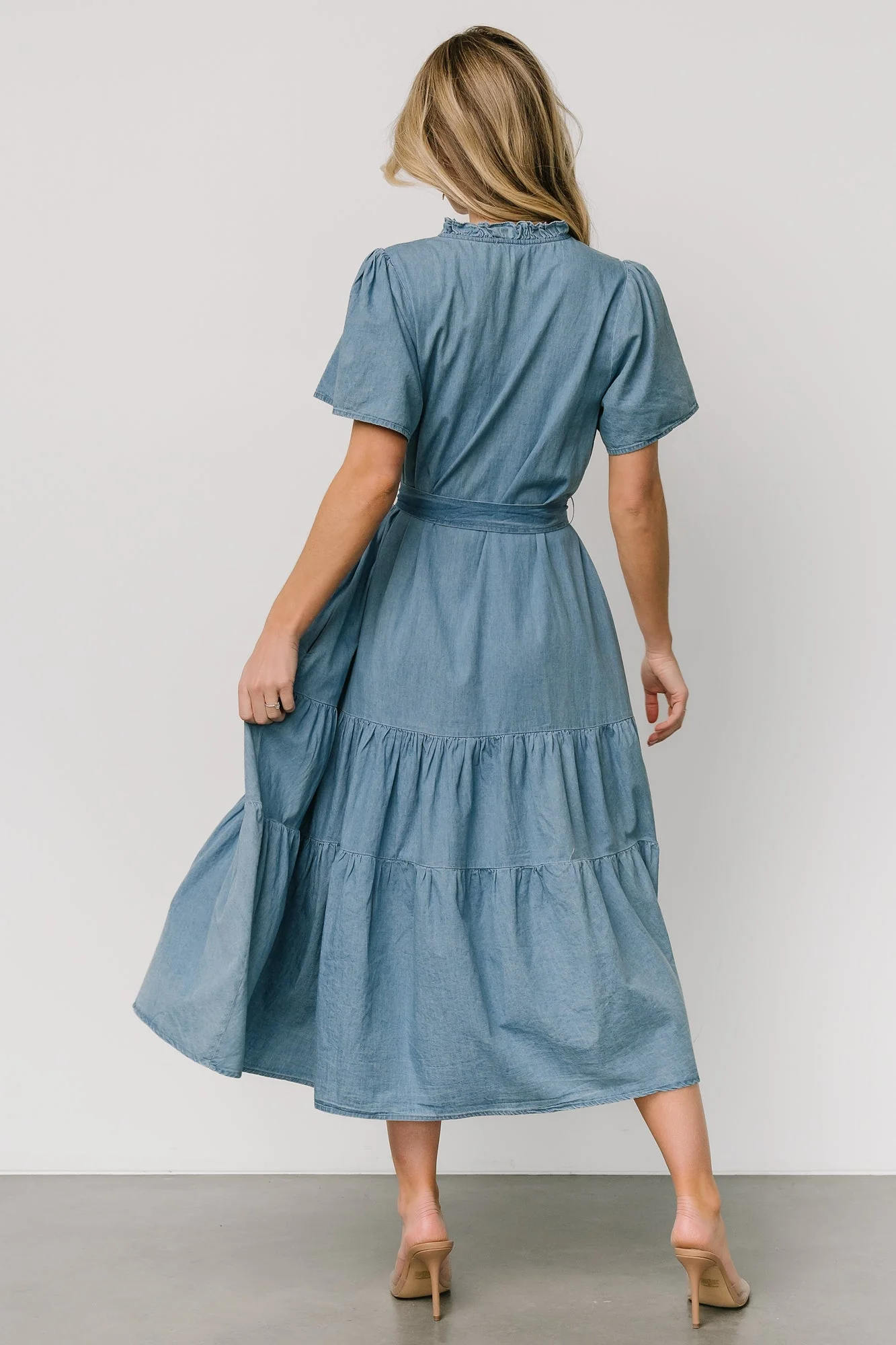 Lisa Midi Dress | Chambray - Jamouz