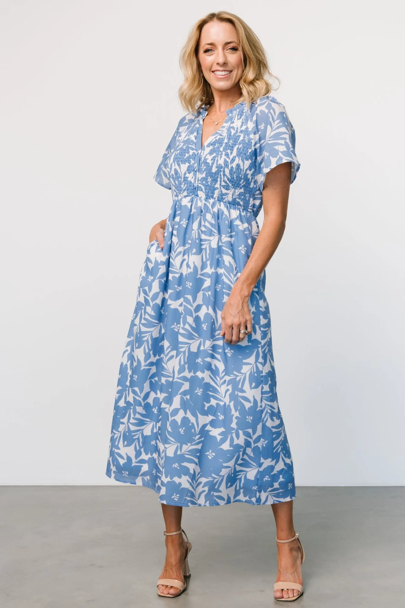 Annise Midi Dress | Blue Floral - Jamouz