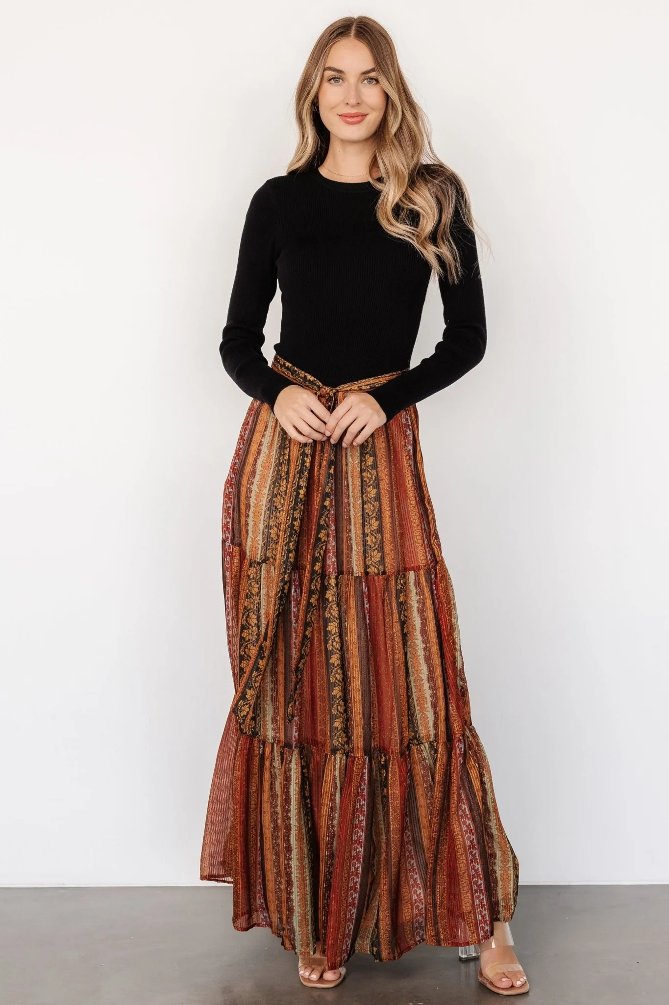 Emryn Sweater Dress | Black + Multi Print - Jamouz