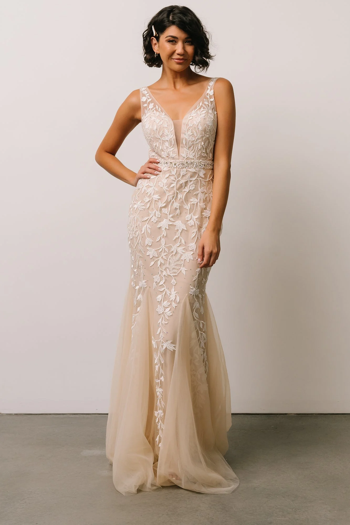 Fleurette Bridal Gown | Beige + Ivory - Jamouz