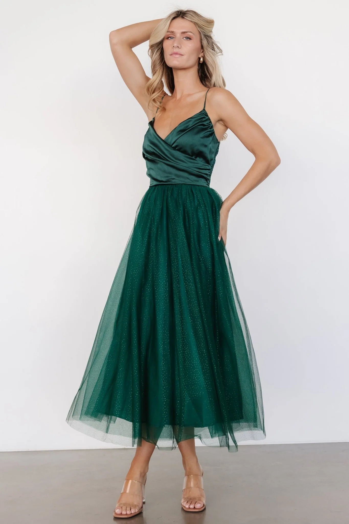 Shonda Sparkle Midi Dress | Emerald - Jamouz