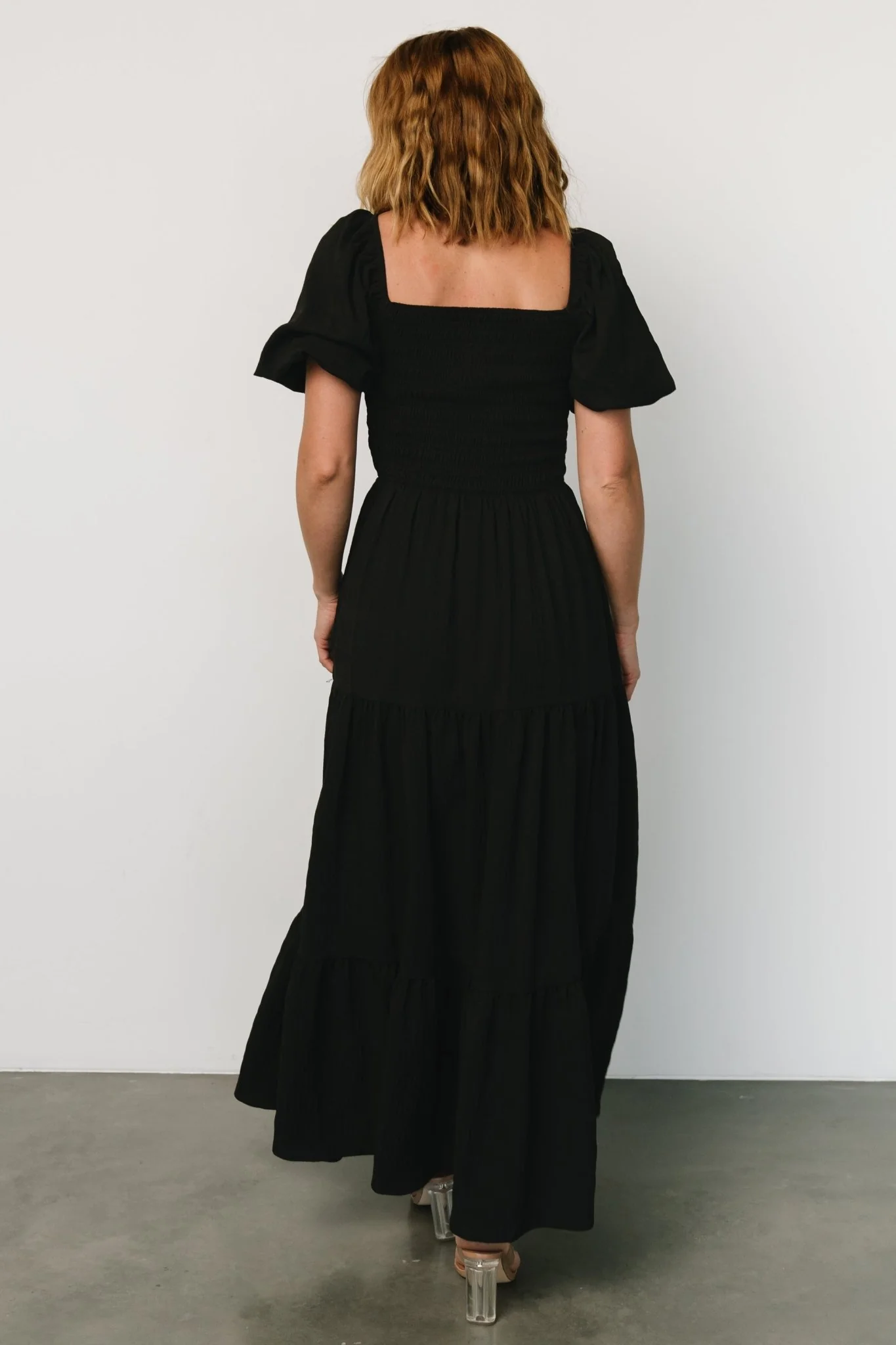 Amaya Smocked Dress | Black - Jamouz