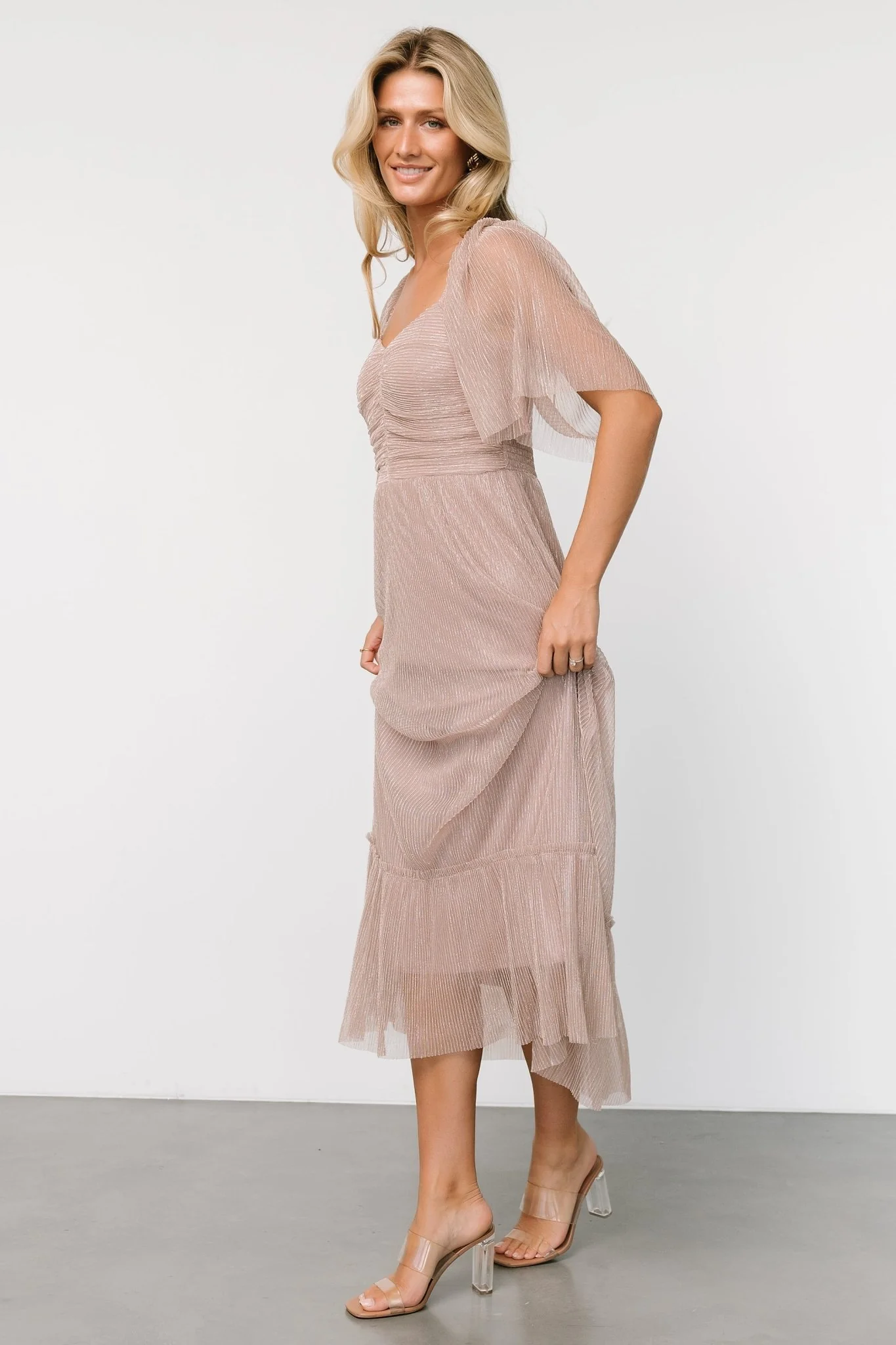 Elea Shimmer Dress | Vintage Rose - Jamouz