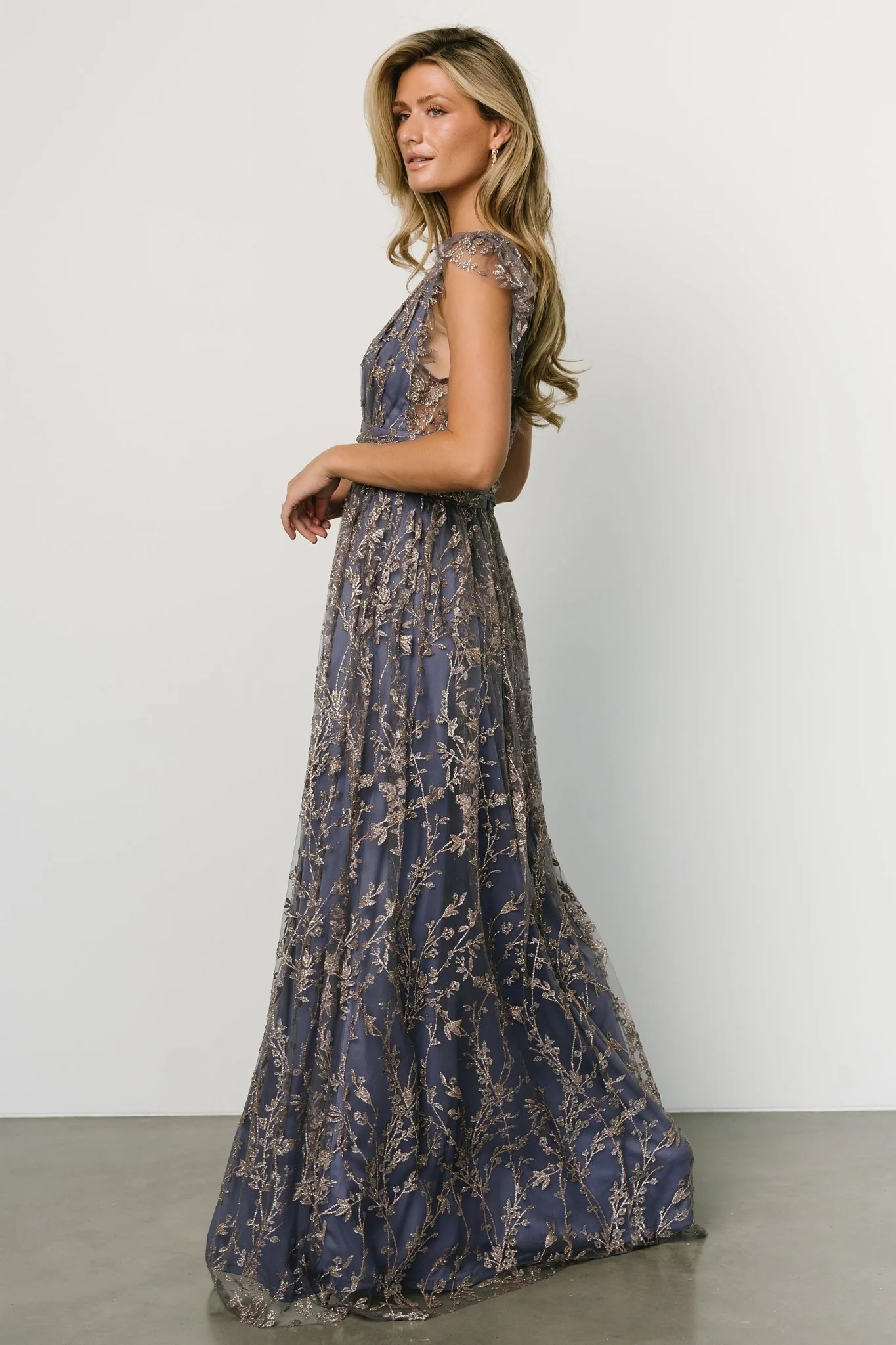 Arlene Shimmer Gown | Blue + Gold - Jamouz