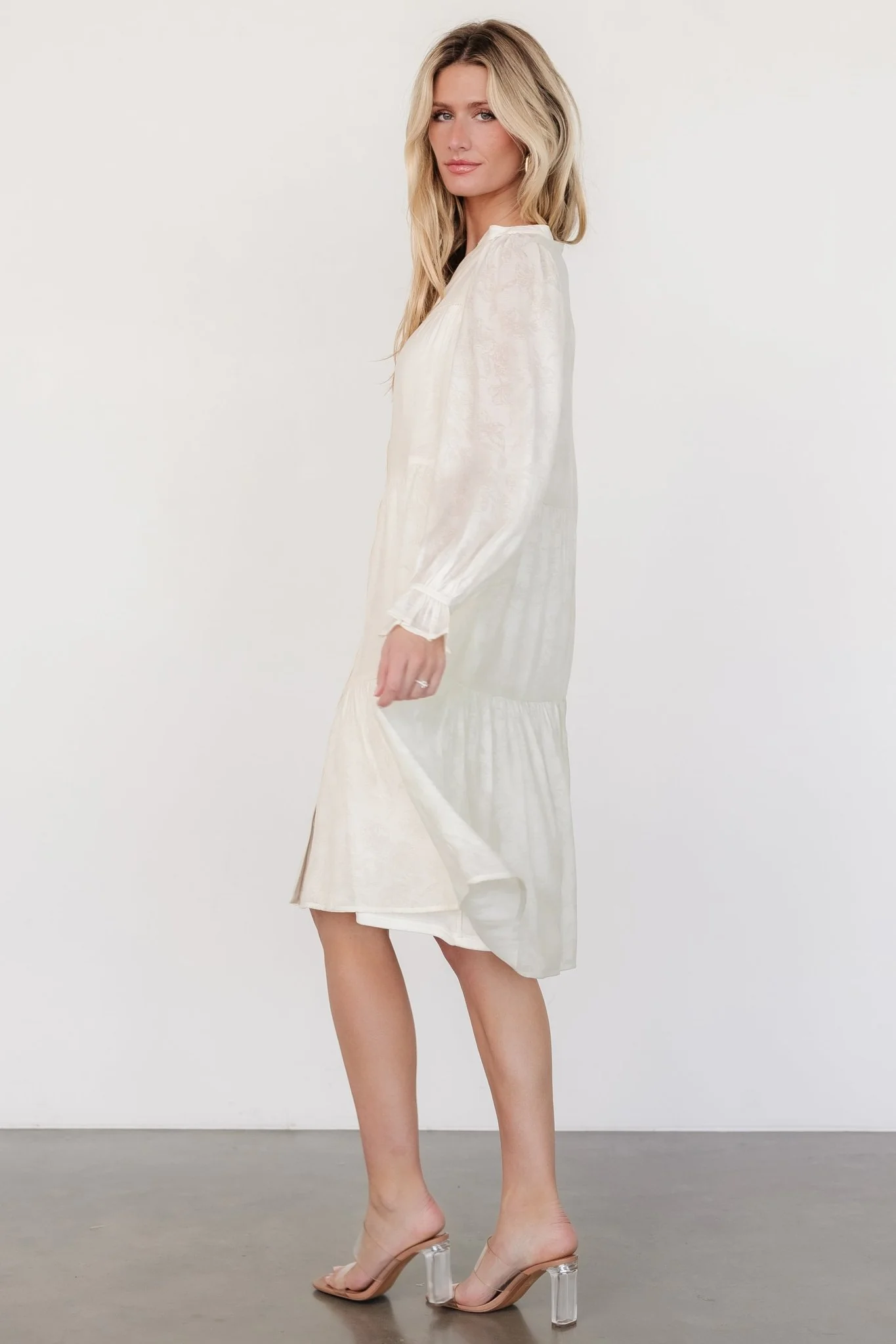 Brenna Button Midi Dress | Cream - Jamouz
