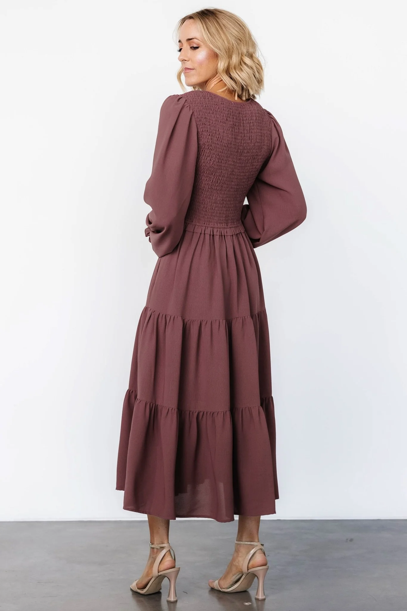 Endsley Smocked Midi Dress | Mauve - Jamouz