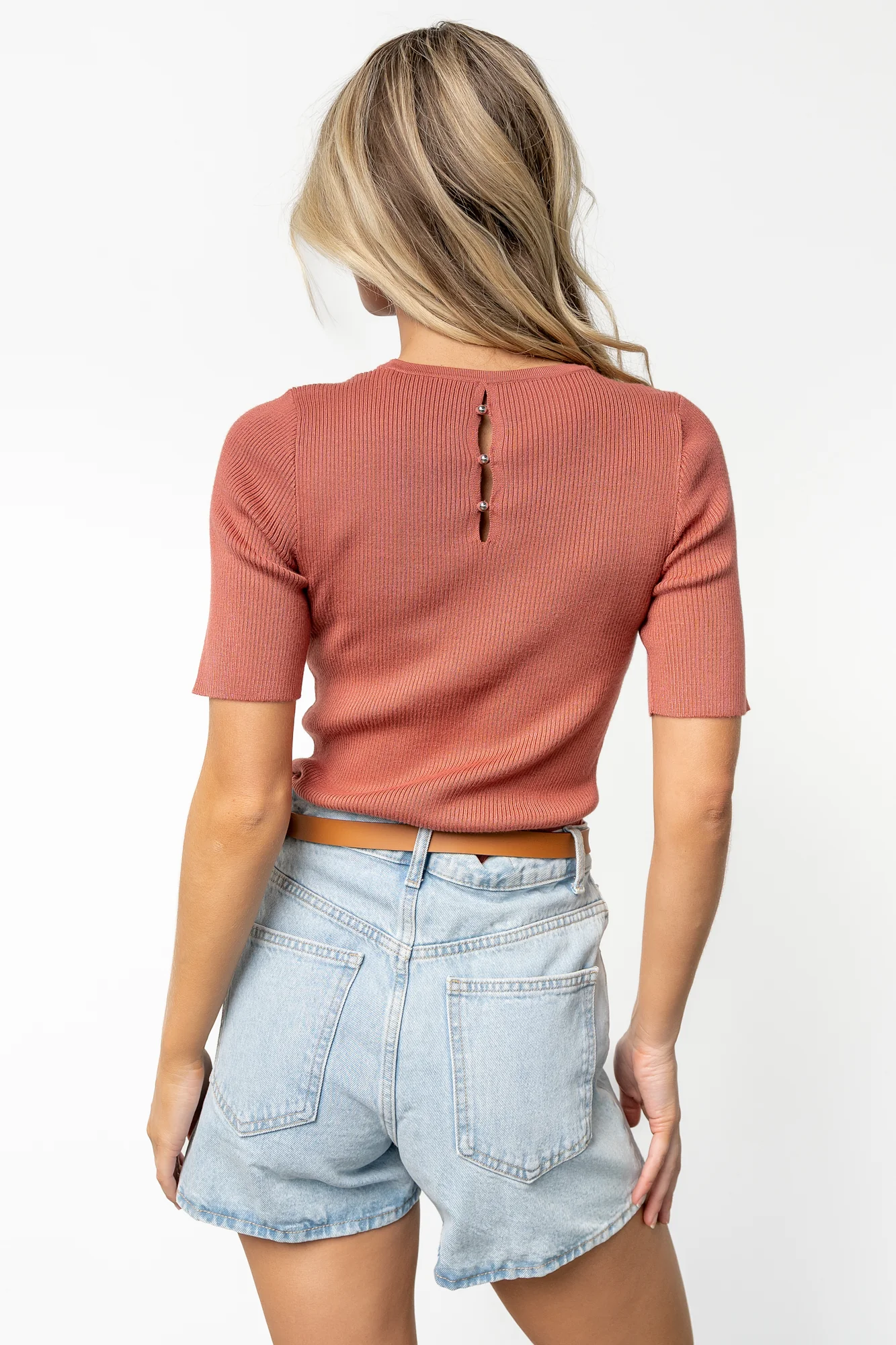 Chiara Ribbed Top | Brick - Jamouz