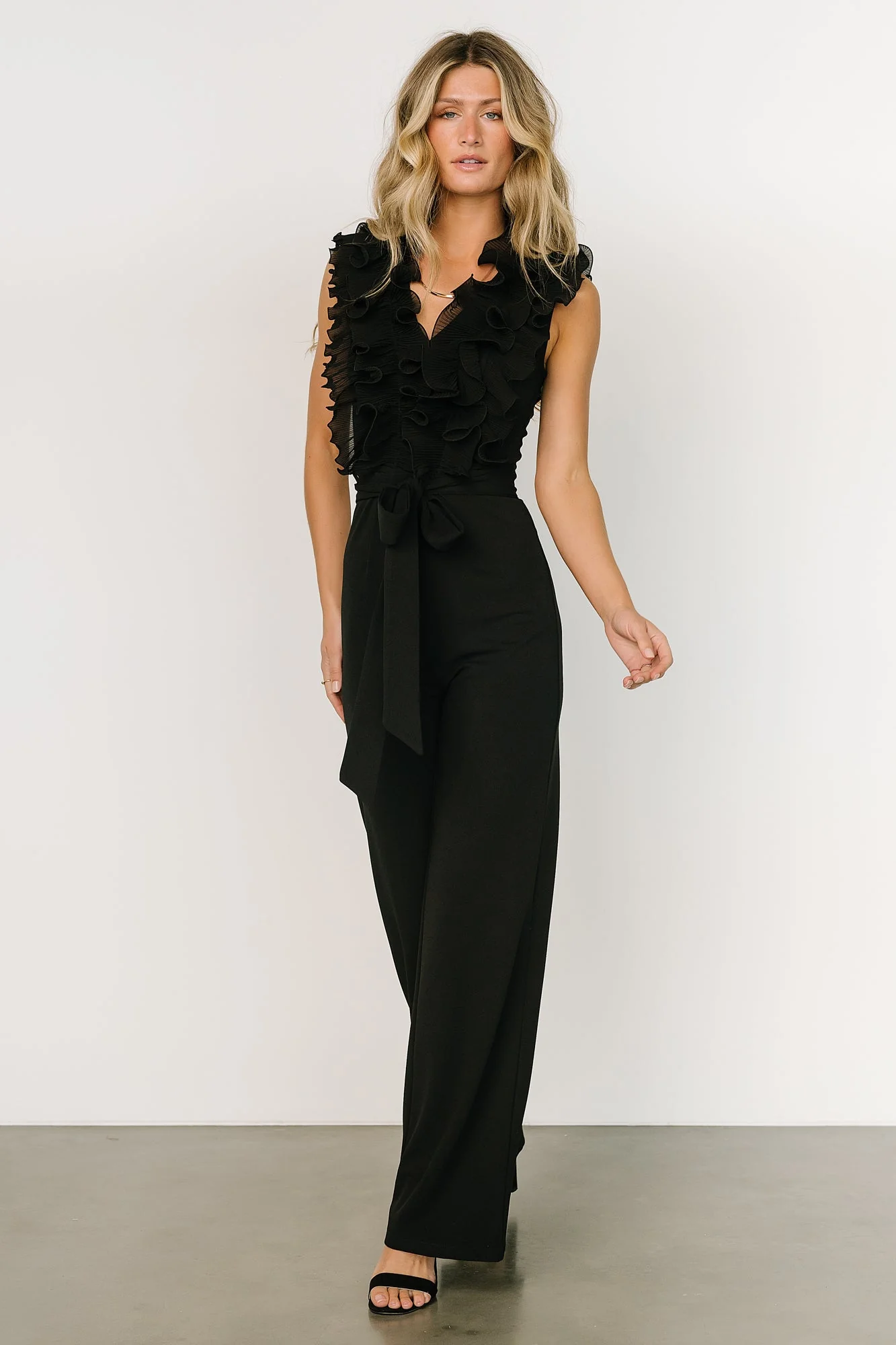 Tyra Ruffle Tank Jumpsuit | Black - Jamouz