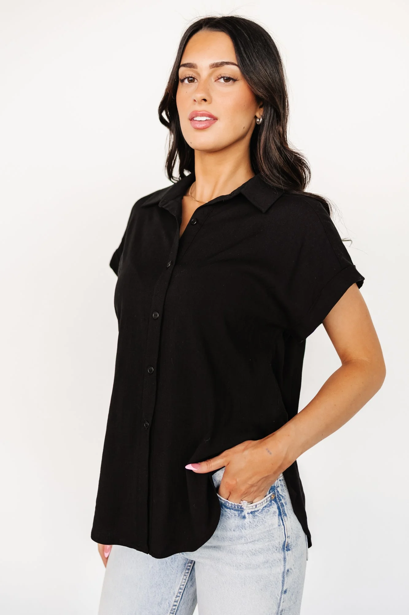 Clarke Button Up Top | Black - Jamouz