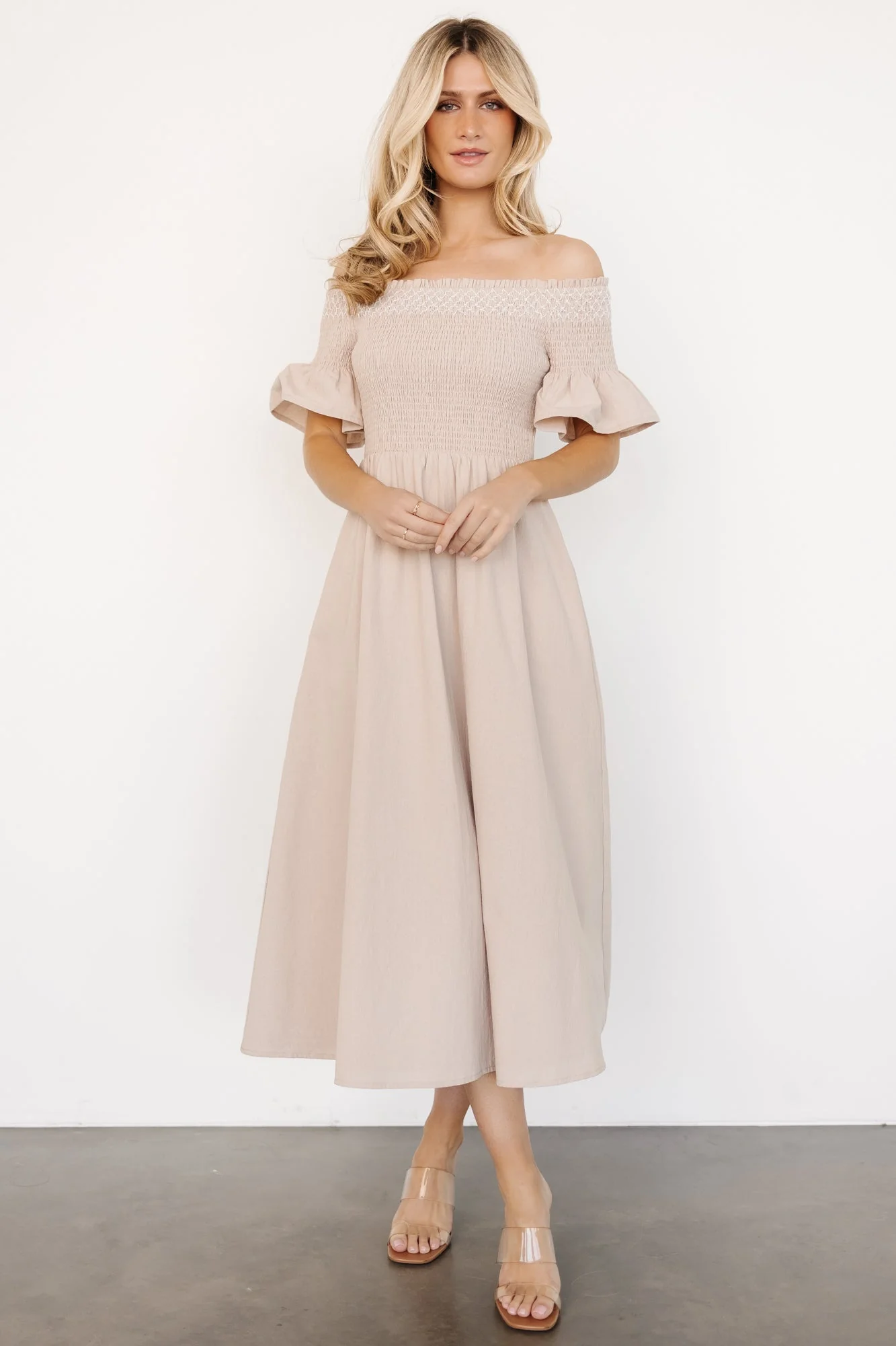 Jodi Off Shoulder Dress | Natural - Jamouz