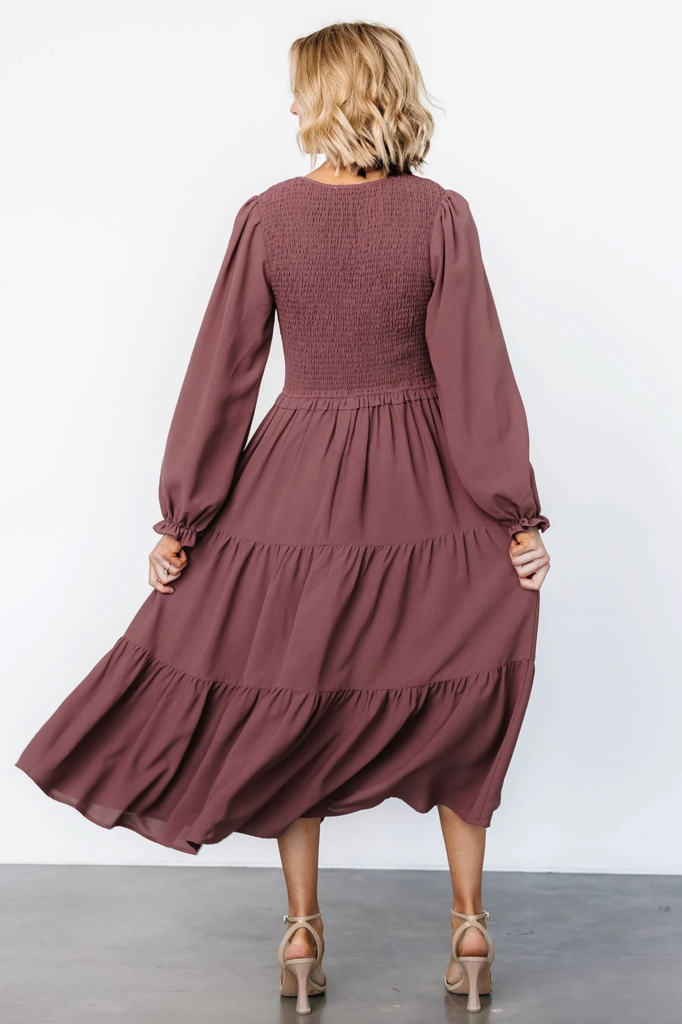Endsley Smocked Midi Dress | Mauve - Jamouz